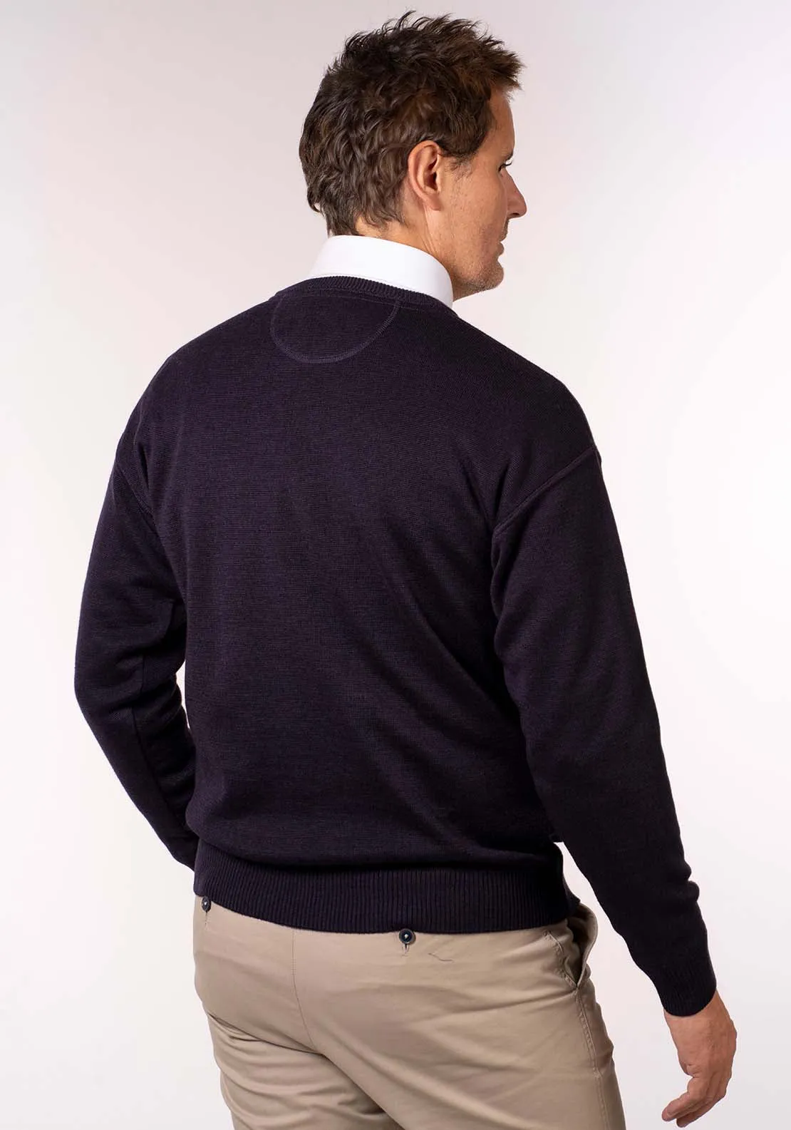 Plain Crew Neck Knit - Poker
