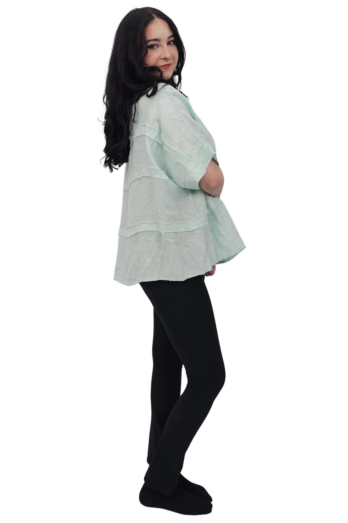 Plain Oversized Box Linen Top