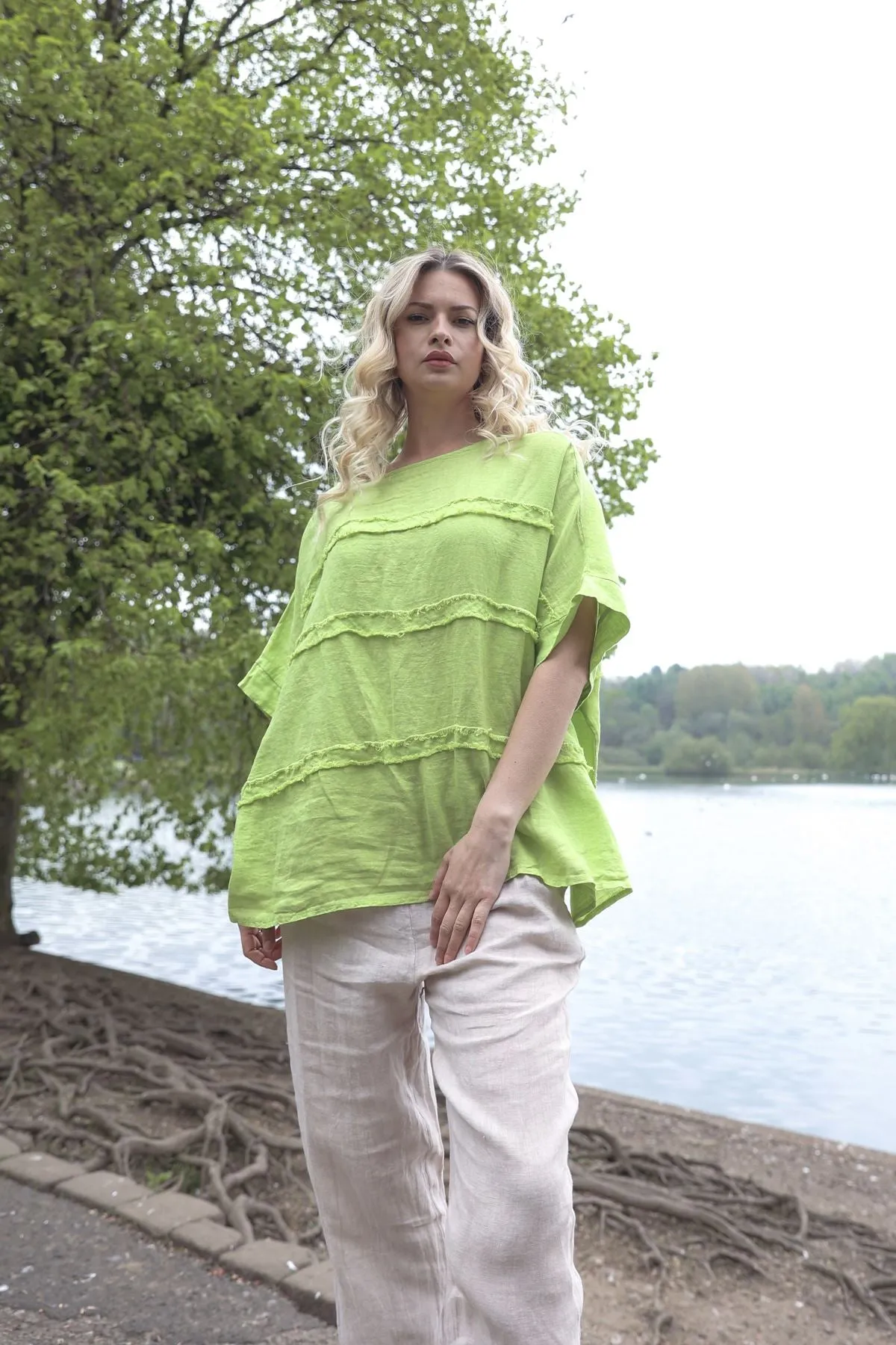 Plain Oversized Box Linen Top