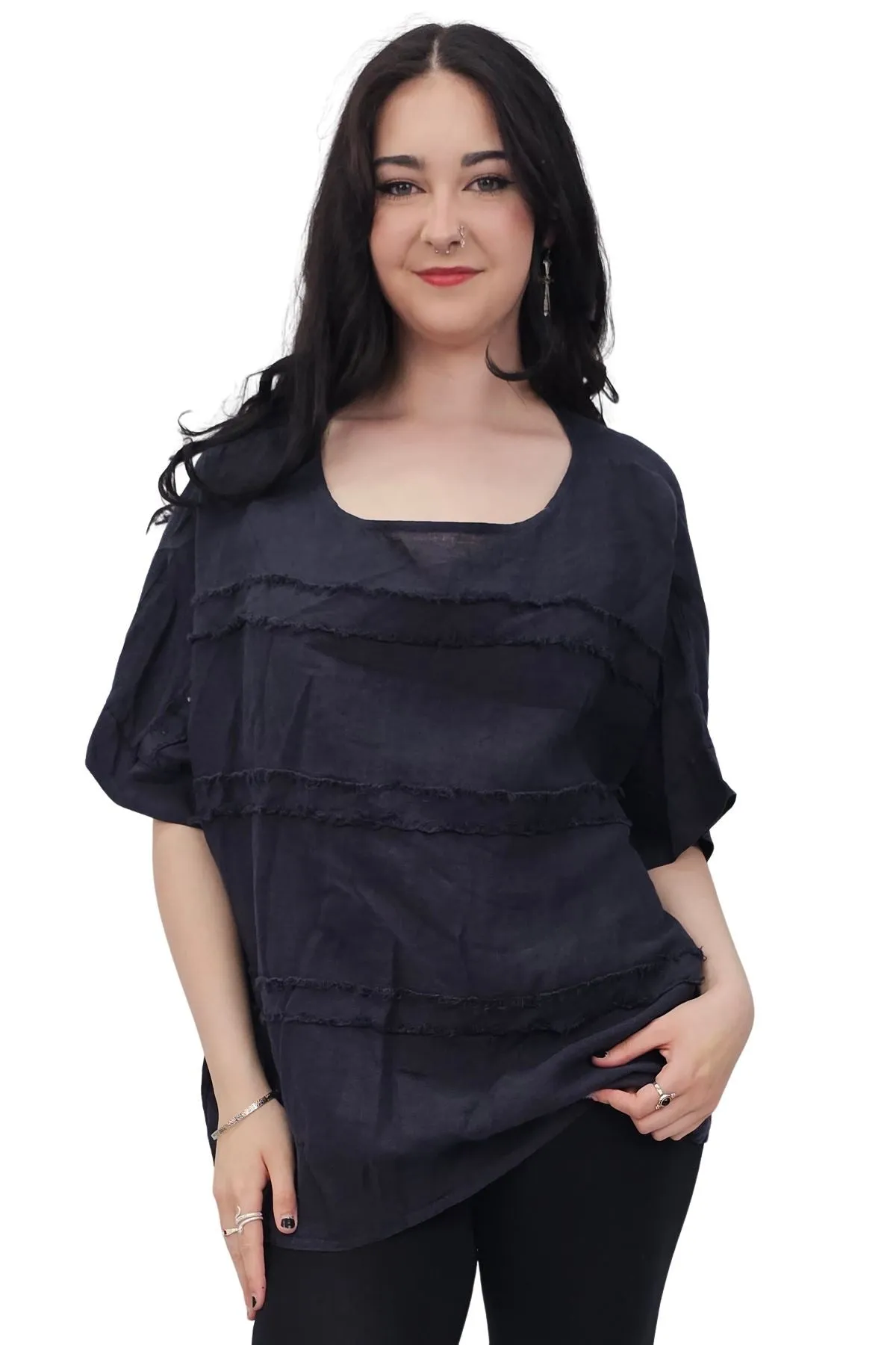 Plain Oversized Box Linen Top