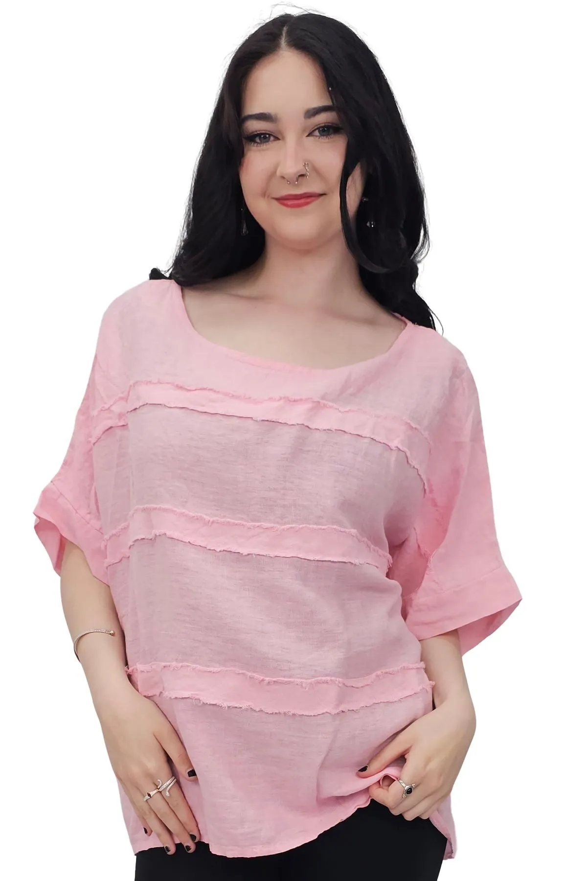 Plain Oversized Box Linen Top