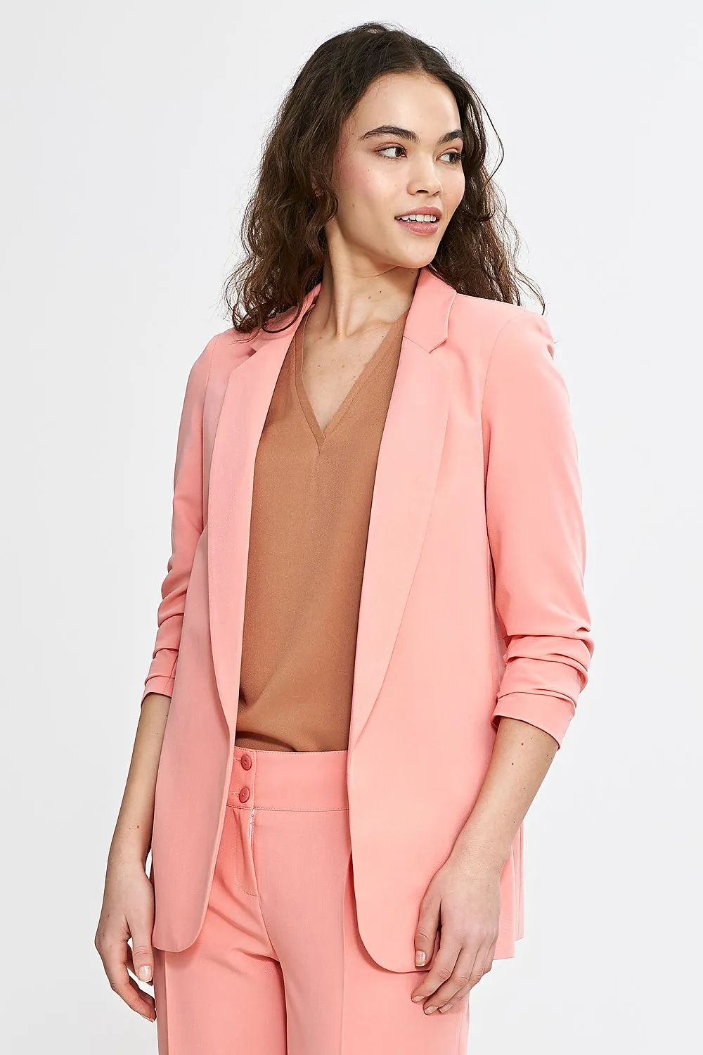 Pleated Lapel Loose-Fit Blazer