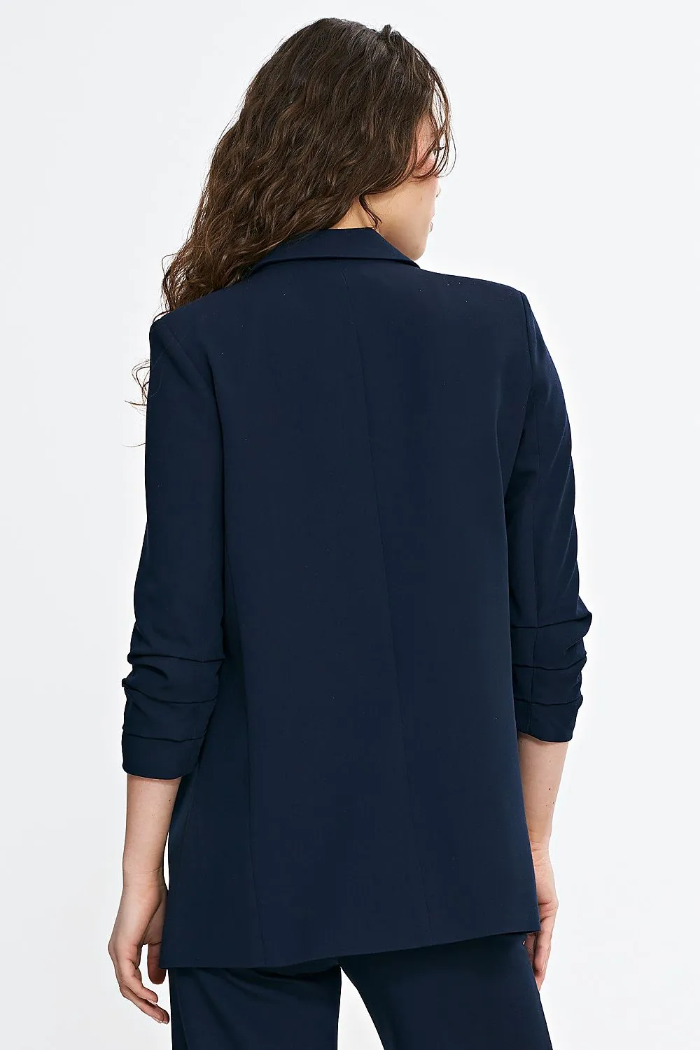 Pleated Lapel Loose-Fit Blazer