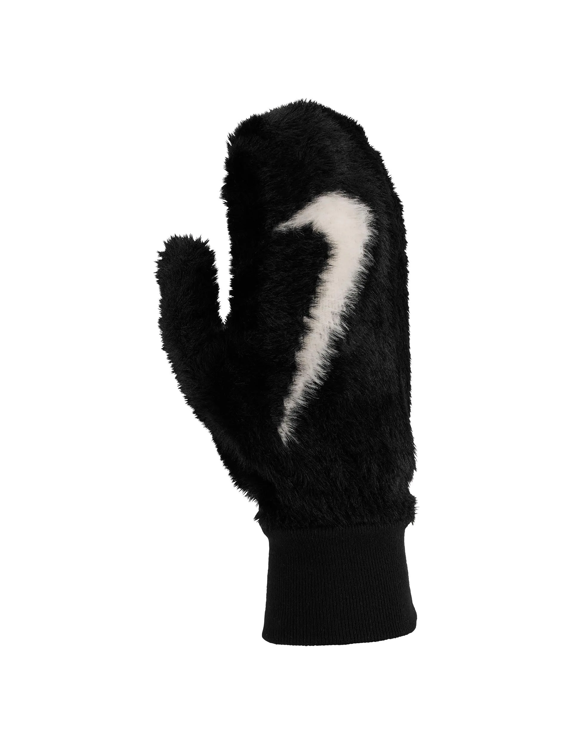 Plush Knit Mittens - Black/White
