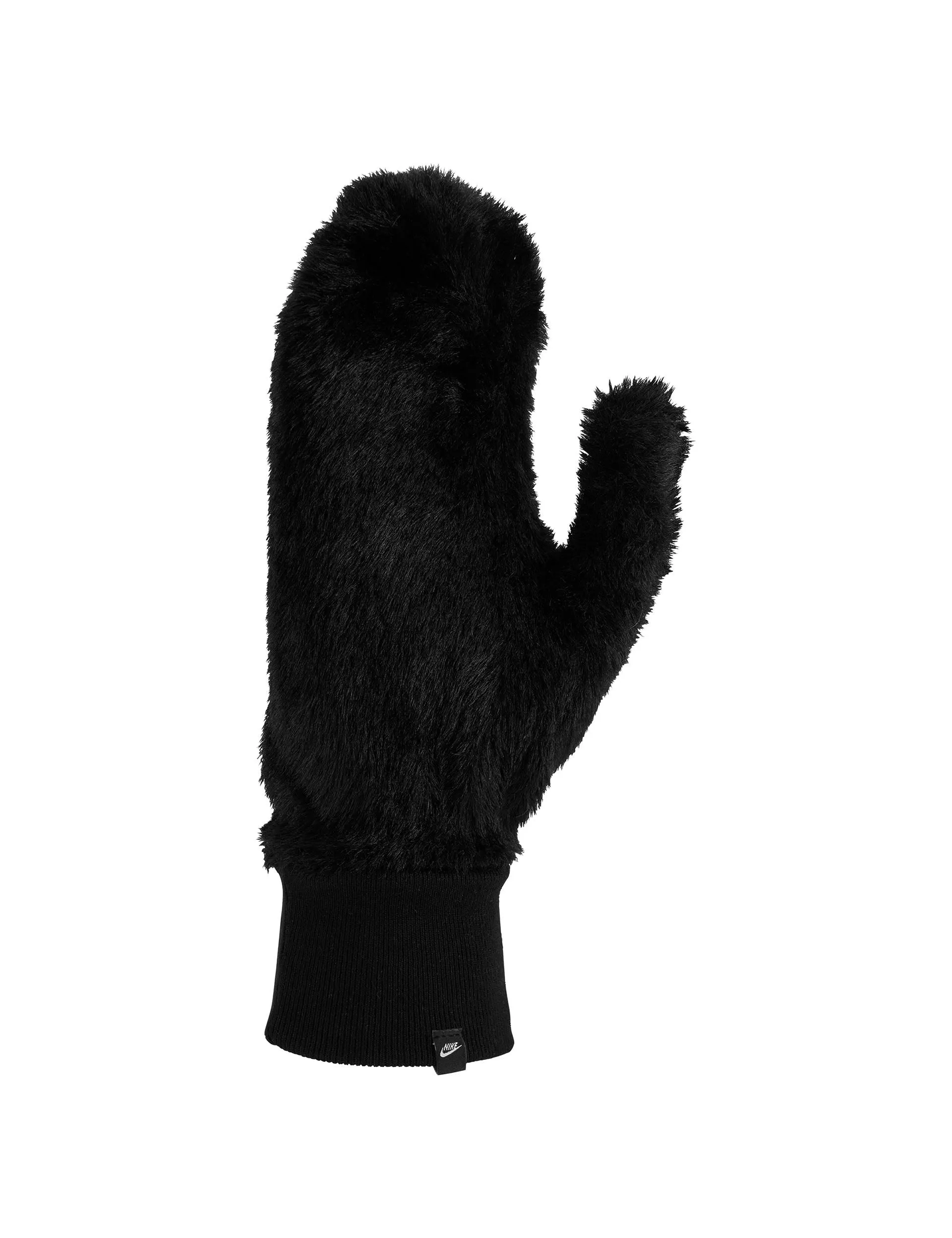 Plush Knit Mittens - Black/White