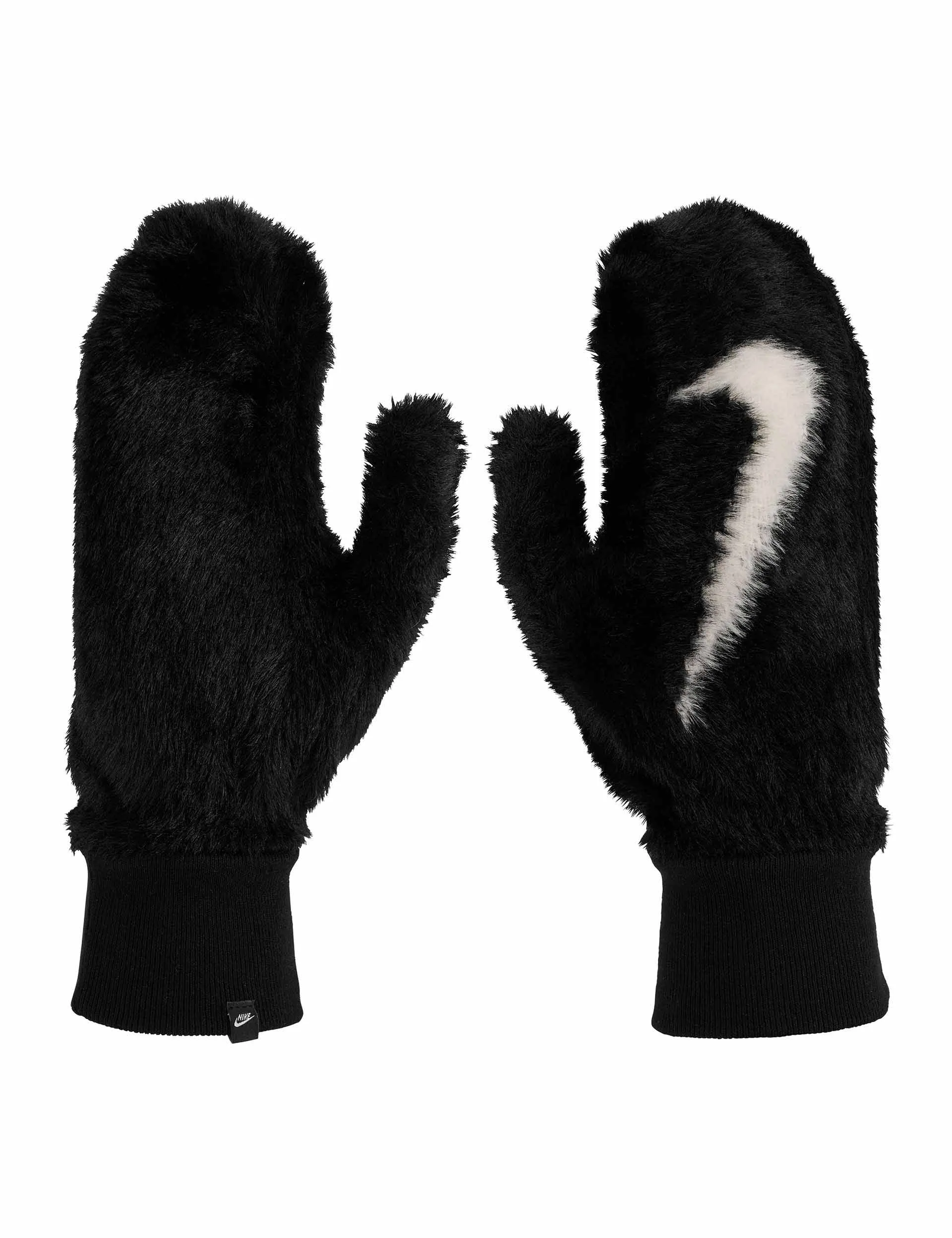 Plush Knit Mittens - Black/White