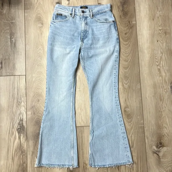 Polo Ralph Lauren Sharona Cropped Flare High Rise Denim Jeans Size 26 Lt. Wash