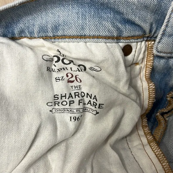Polo Ralph Lauren Sharona Cropped Flare High Rise Denim Jeans Size 26 Lt. Wash