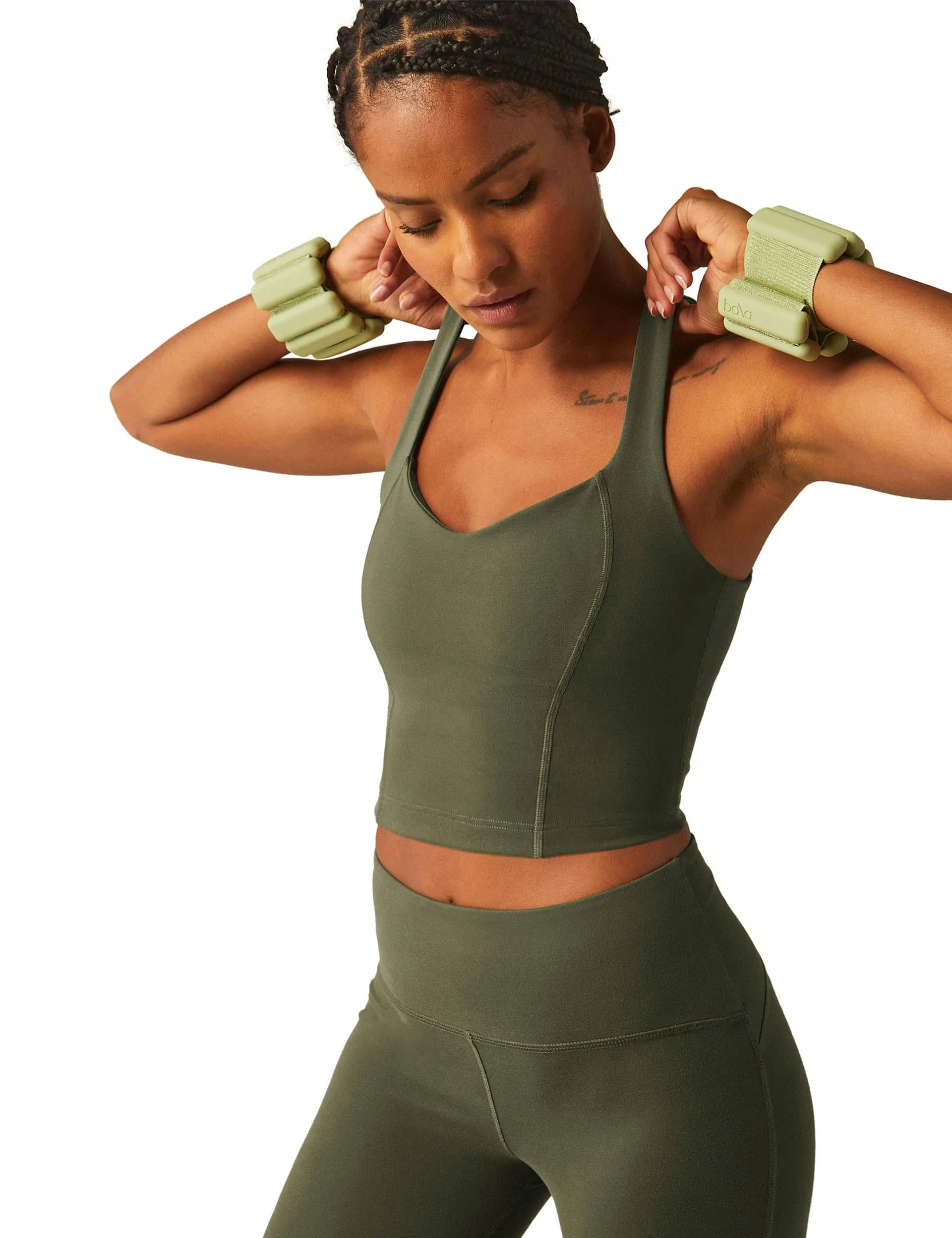 POWERBEYOND Intensity Racerback Cropped Tank - Modern Olive