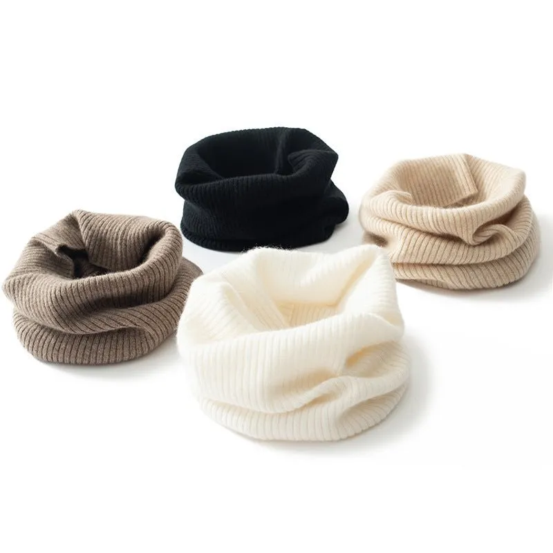 Pure Cashmere Neck Warmer Scarf Ribbing Cashmere Neck Gaiter Fake Collar