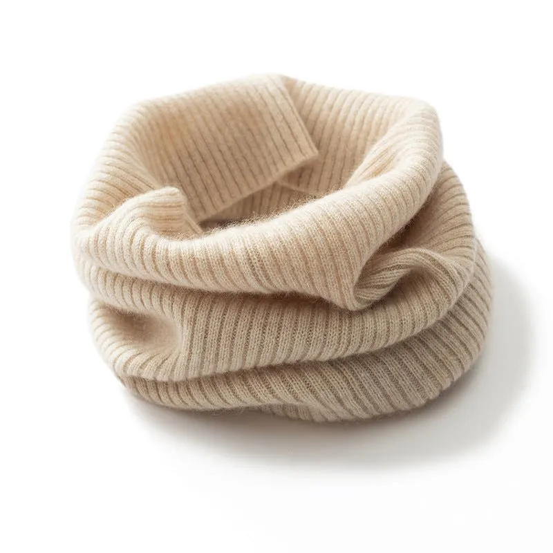 Pure Cashmere Neck Warmer Scarf Ribbing Cashmere Neck Gaiter Fake Collar