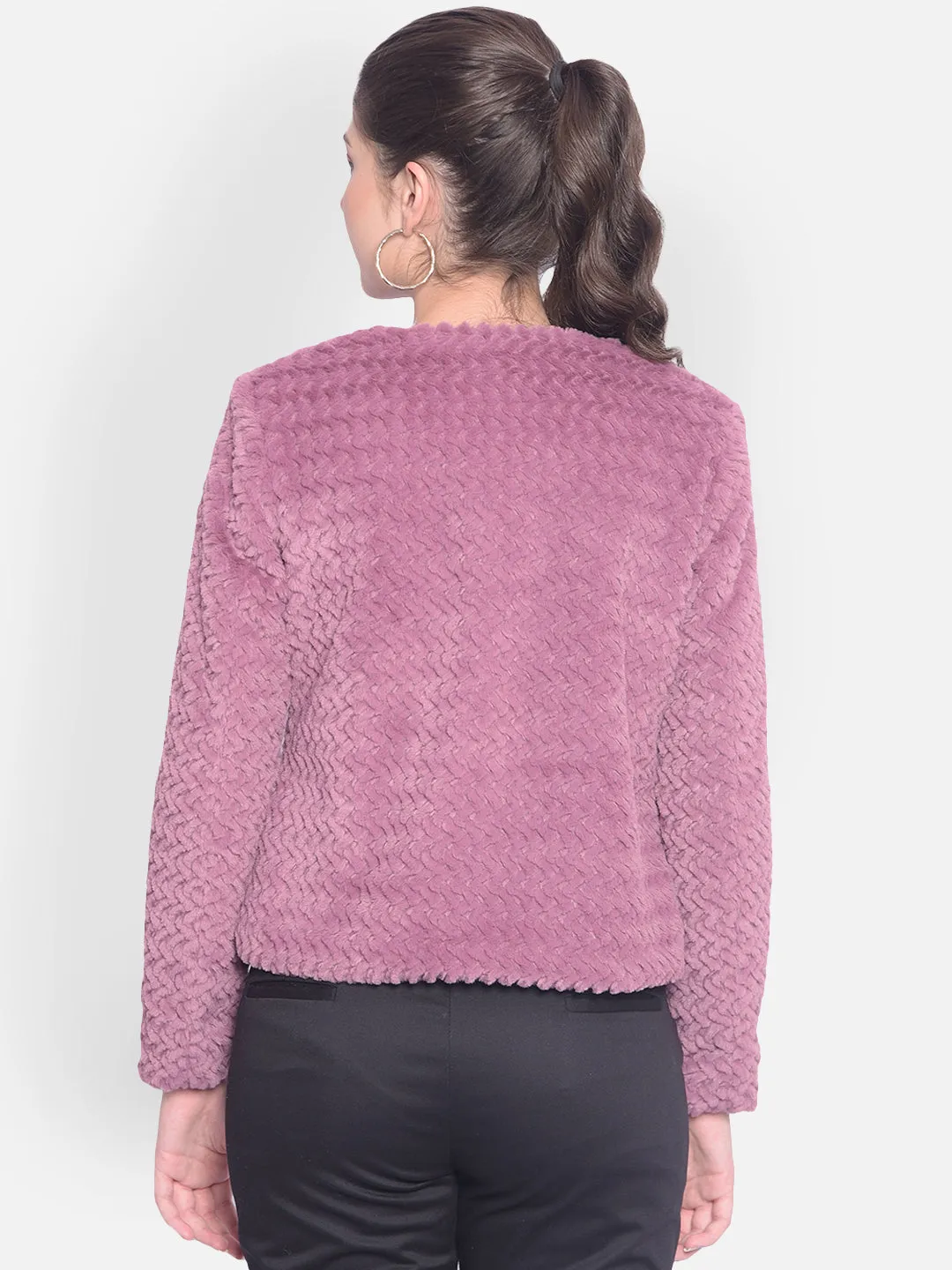 Purple Crop Fur Jackets