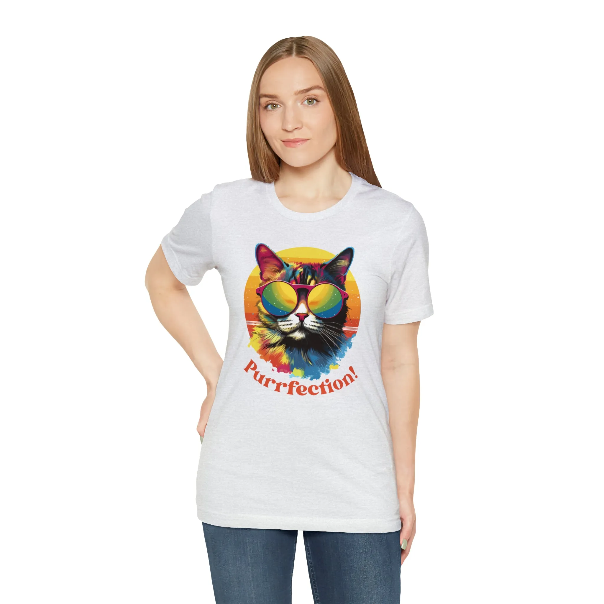 Purrfect Artistic Cat T-Shirt | Colorful Cat Tee |  Bella Canvas 3001 Unisex | Short Sleeve Tshirt