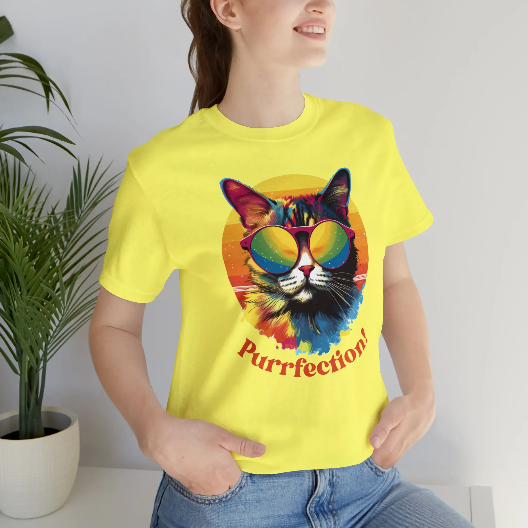 Purrfect Artistic Cat T-Shirt | Colorful Cat Tee |  Bella Canvas 3001 Unisex | Short Sleeve Tshirt