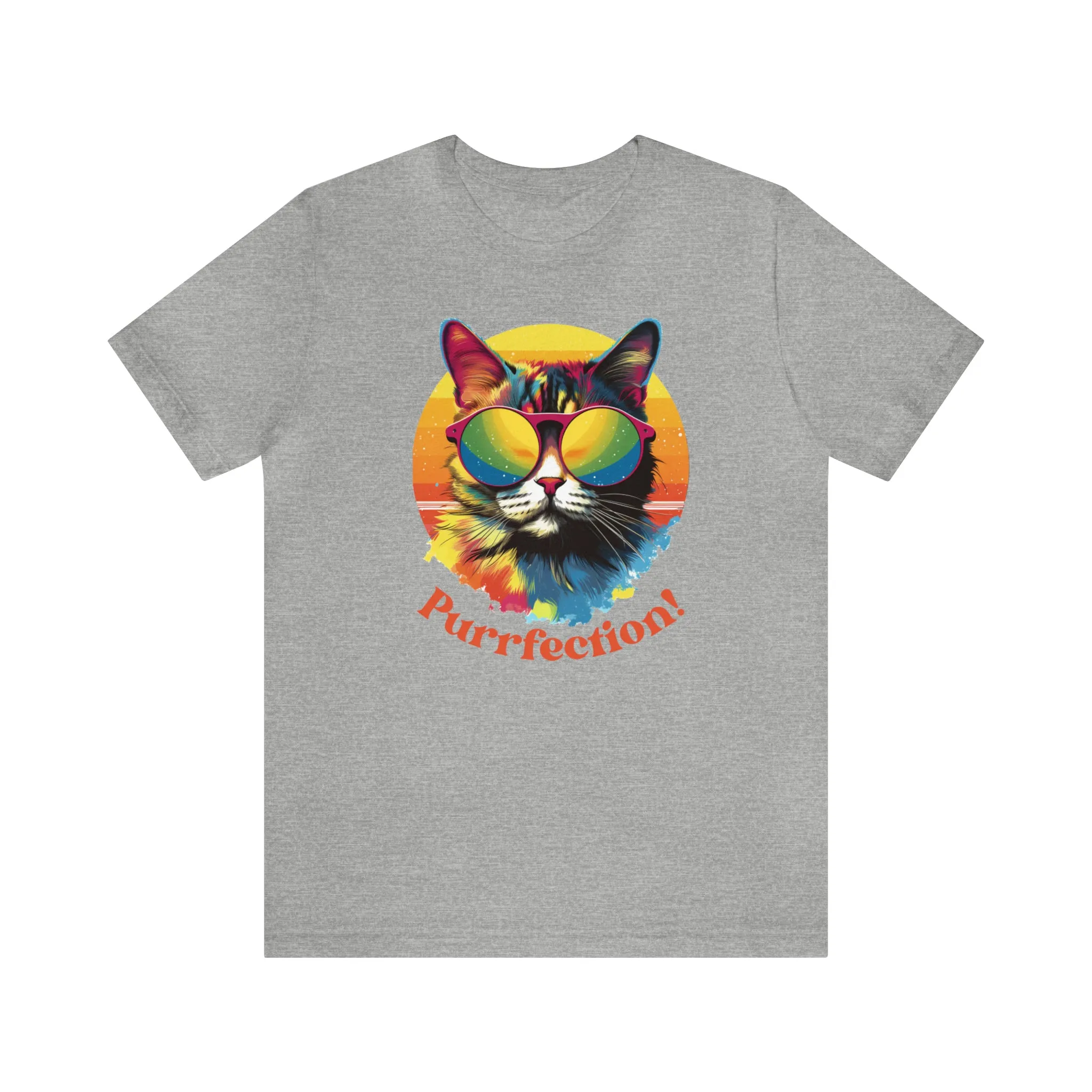 Purrfect Artistic Cat T-Shirt | Colorful Cat Tee |  Bella Canvas 3001 Unisex | Short Sleeve Tshirt