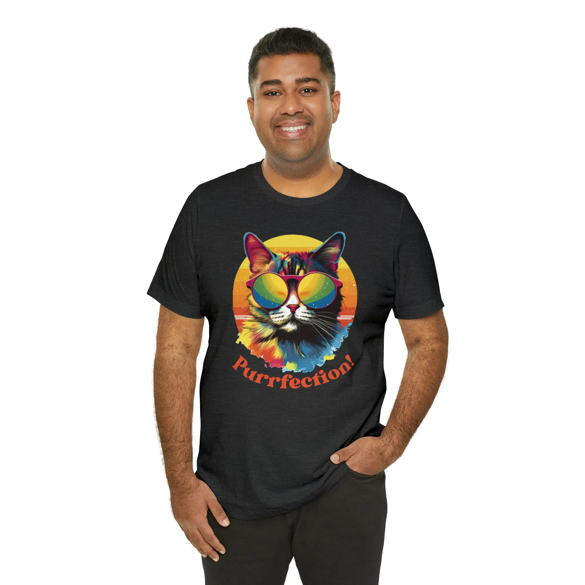 Purrfect Artistic Cat T-Shirt | Colorful Cat Tee |  Bella Canvas 3001 Unisex | Short Sleeve Tshirt