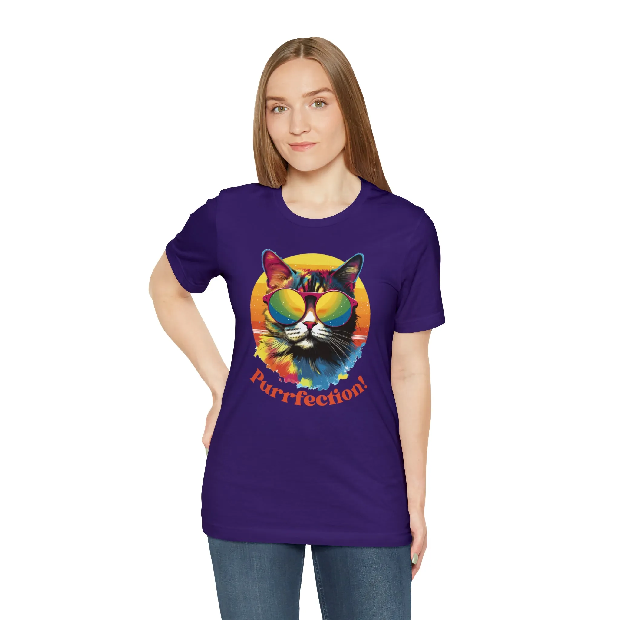 Purrfect Artistic Cat T-Shirt | Colorful Cat Tee |  Bella Canvas 3001 Unisex | Short Sleeve Tshirt