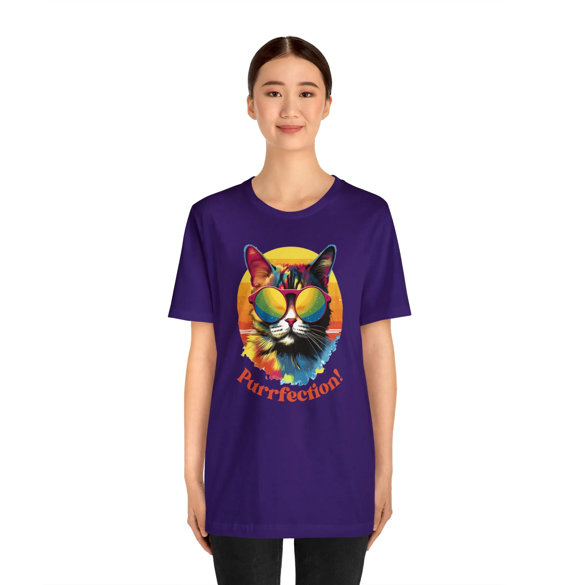 Purrfect Artistic Cat T-Shirt | Colorful Cat Tee |  Bella Canvas 3001 Unisex | Short Sleeve Tshirt