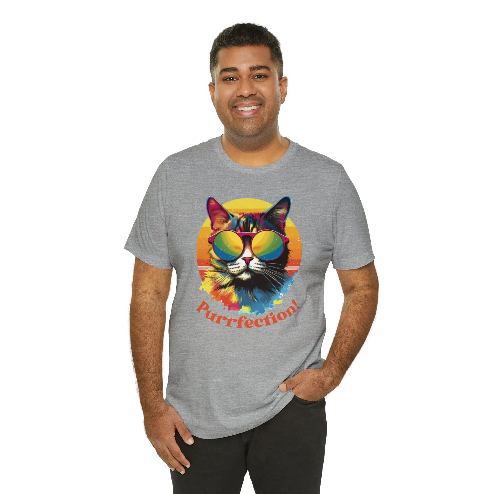 Purrfect Artistic Cat T-Shirt | Colorful Cat Tee |  Bella Canvas 3001 Unisex | Short Sleeve Tshirt