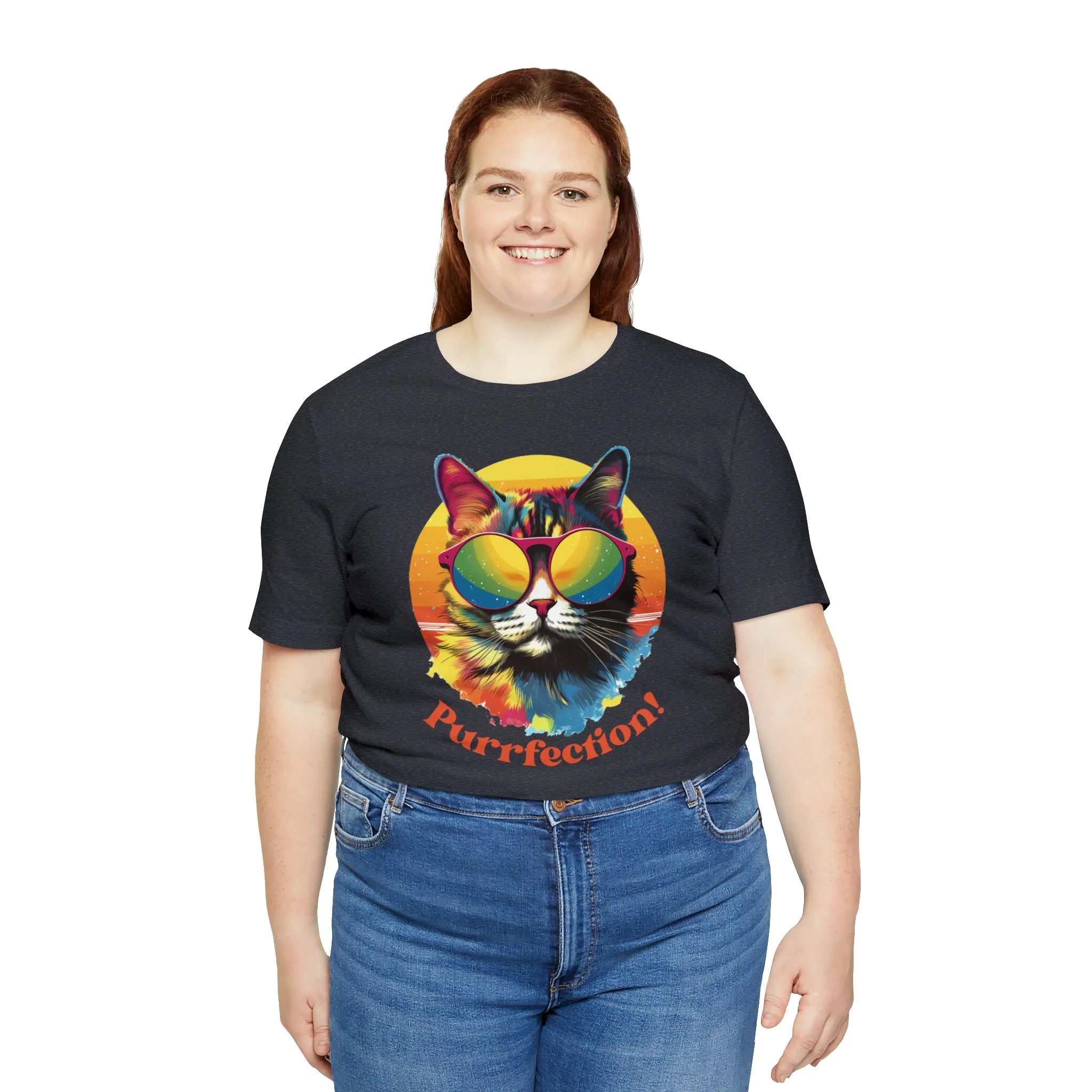 Purrfect Artistic Cat T-Shirt | Colorful Cat Tee |  Bella Canvas 3001 Unisex | Short Sleeve Tshirt