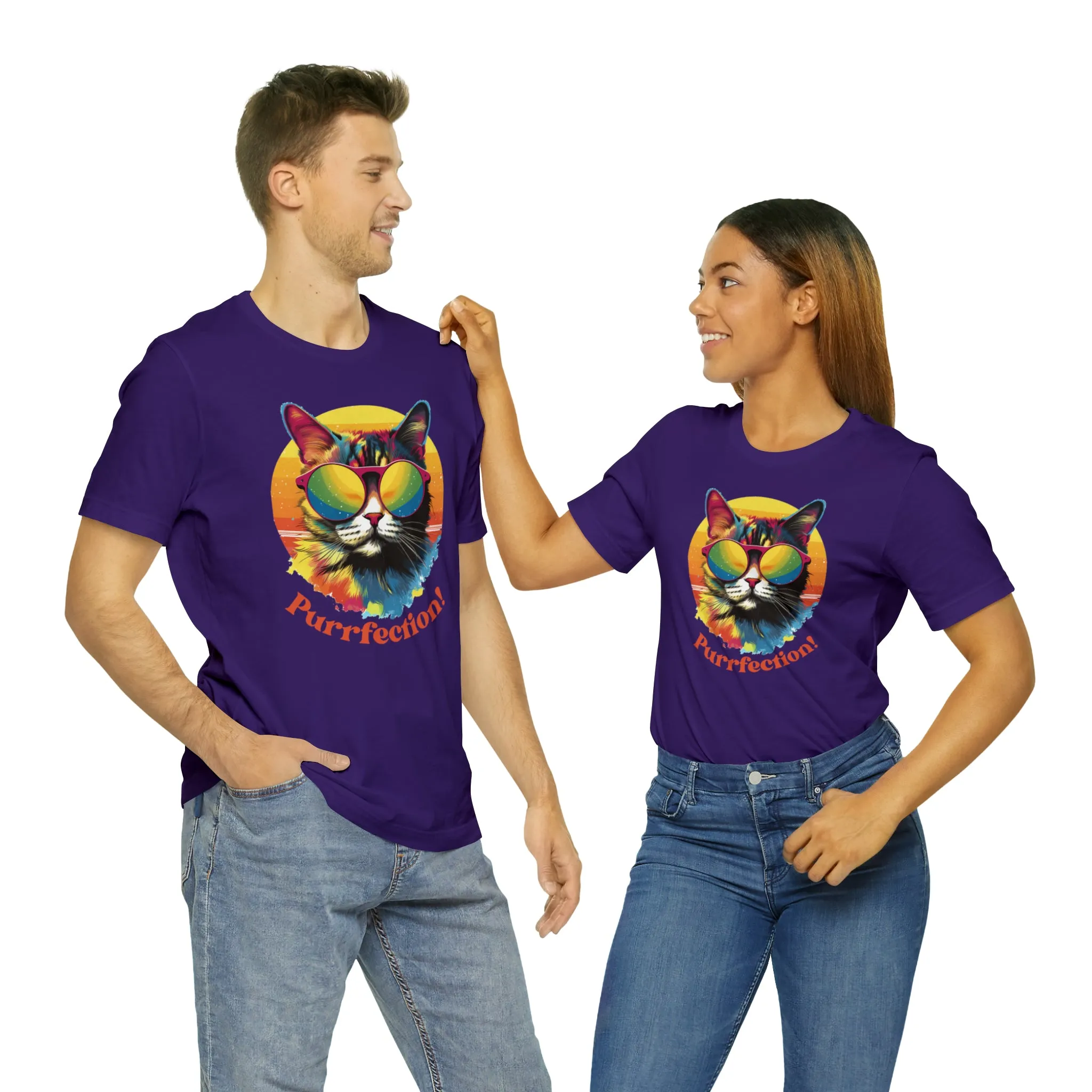 Purrfect Artistic Cat T-Shirt | Colorful Cat Tee |  Bella Canvas 3001 Unisex | Short Sleeve Tshirt