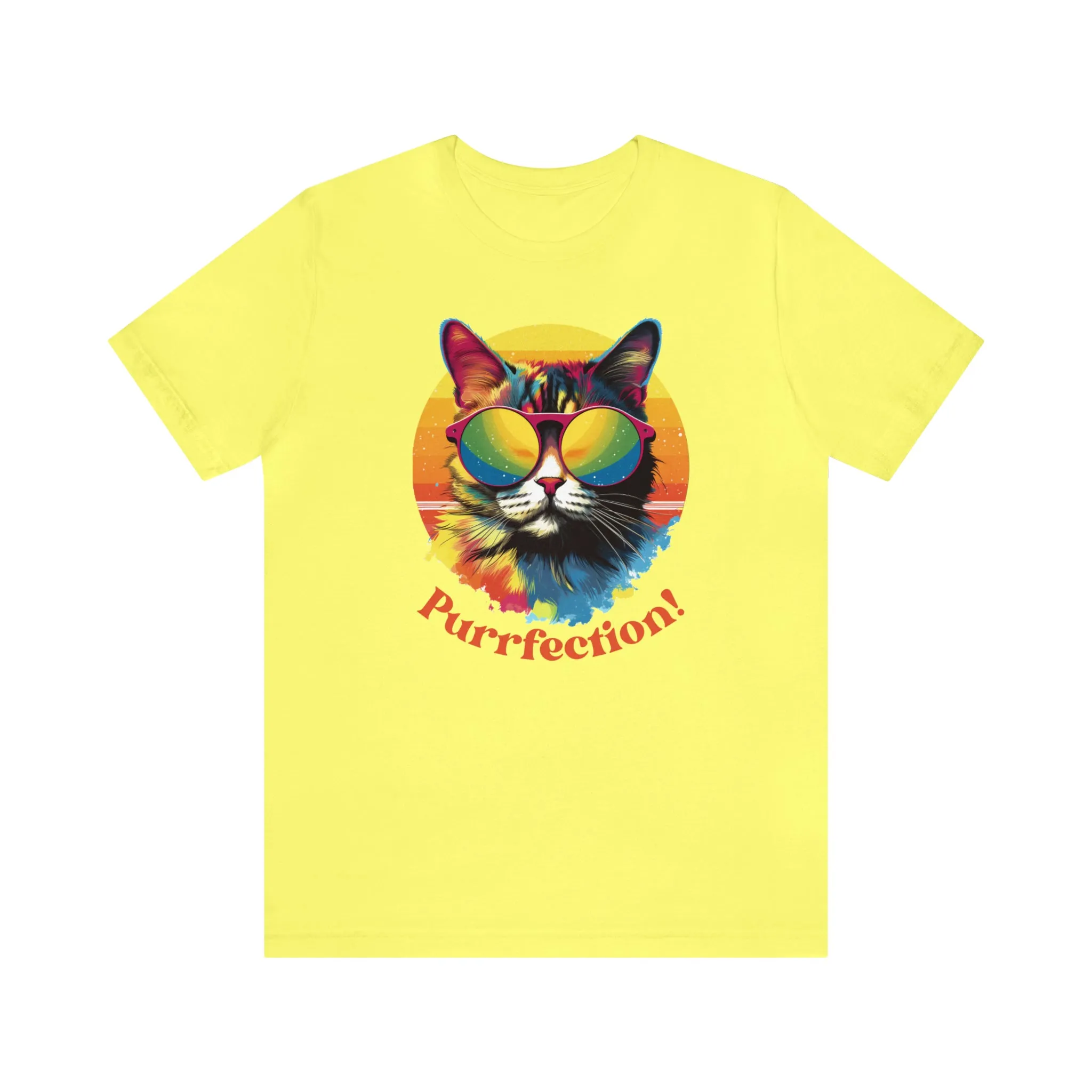 Purrfect Artistic Cat T-Shirt | Colorful Cat Tee |  Bella Canvas 3001 Unisex | Short Sleeve Tshirt