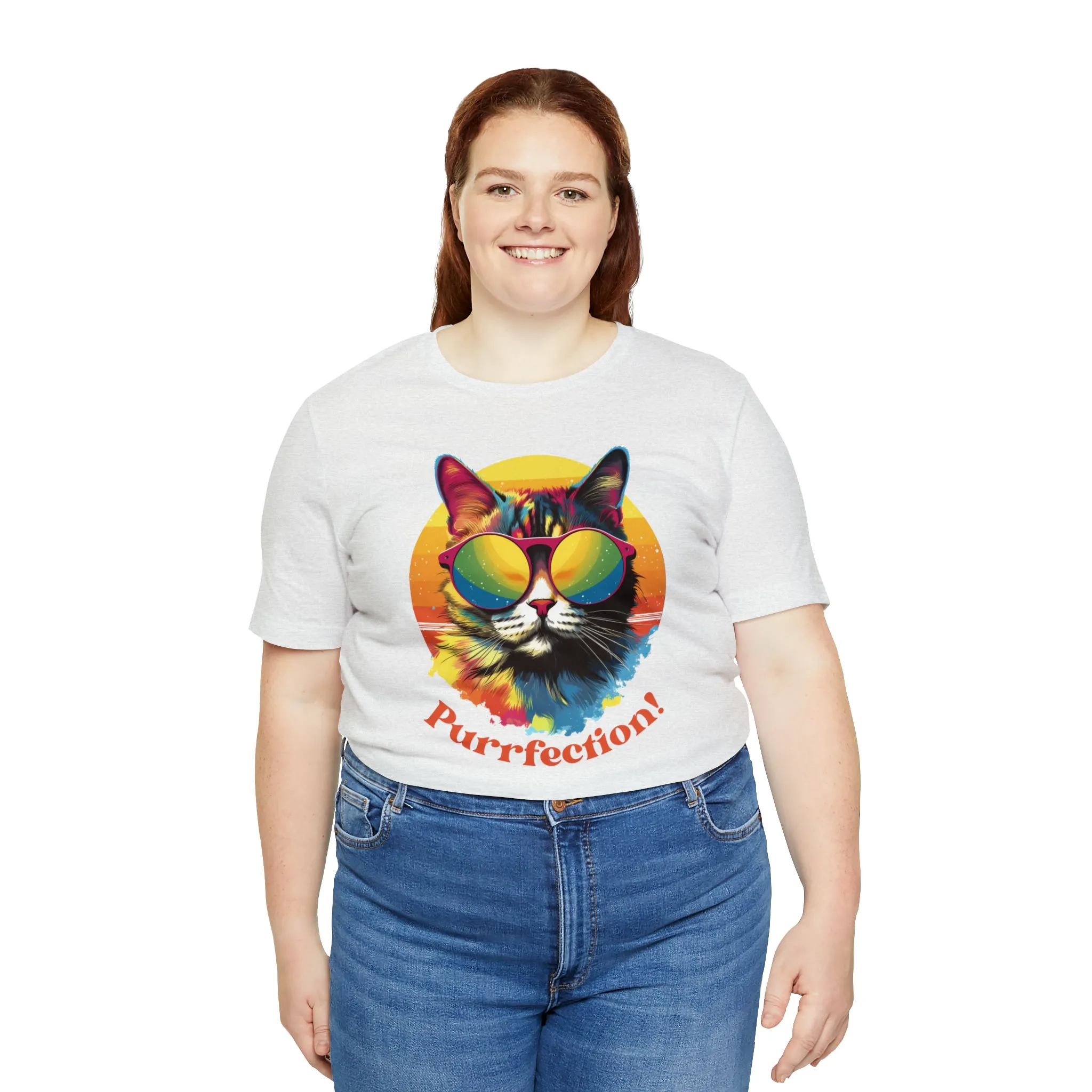 Purrfect Artistic Cat T-Shirt | Colorful Cat Tee |  Bella Canvas 3001 Unisex | Short Sleeve Tshirt