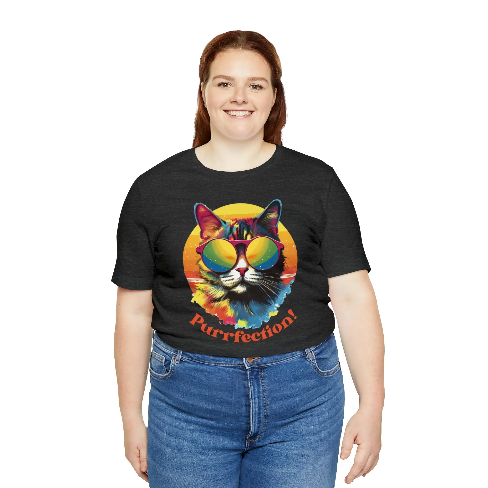 Purrfect Artistic Cat T-Shirt | Colorful Cat Tee |  Bella Canvas 3001 Unisex | Short Sleeve Tshirt