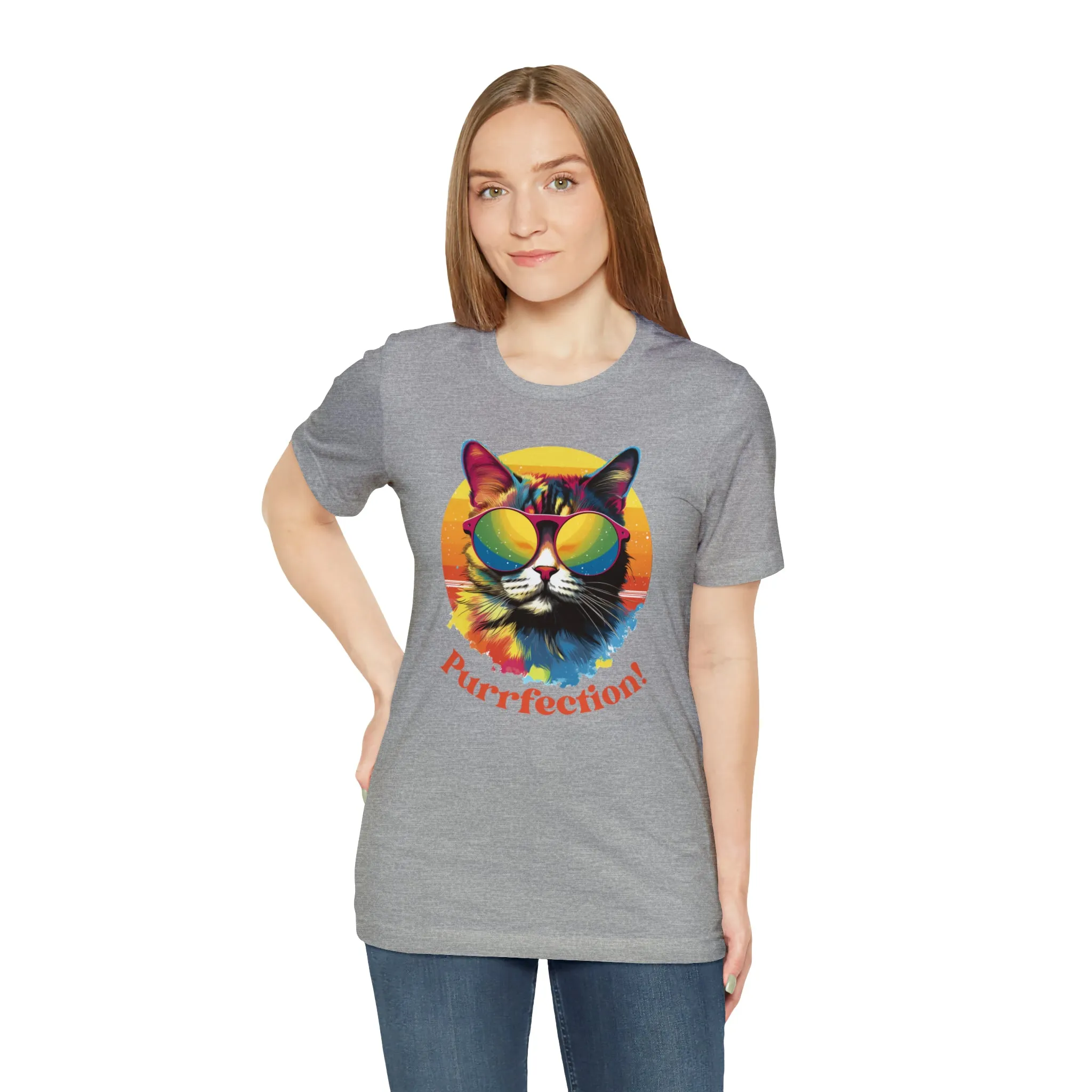 Purrfect Artistic Cat T-Shirt | Colorful Cat Tee |  Bella Canvas 3001 Unisex | Short Sleeve Tshirt
