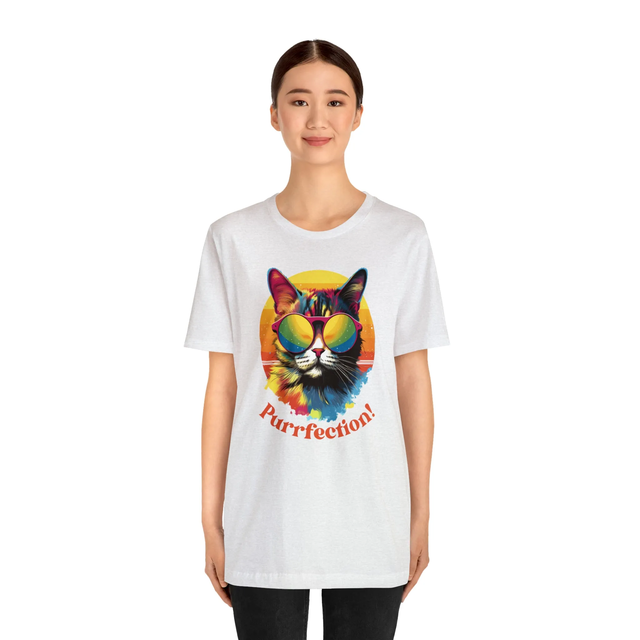 Purrfect Artistic Cat T-Shirt | Colorful Cat Tee |  Bella Canvas 3001 Unisex | Short Sleeve Tshirt