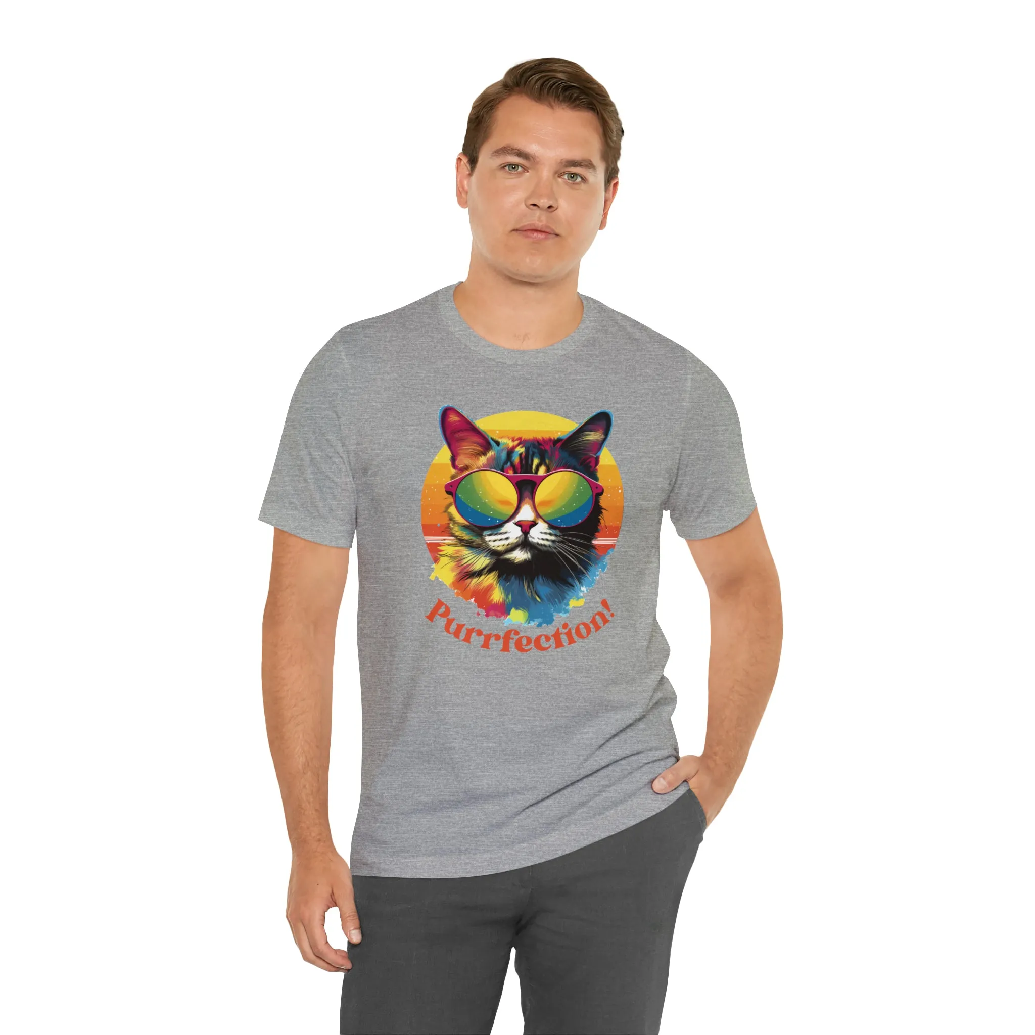 Purrfect Artistic Cat T-Shirt | Colorful Cat Tee |  Bella Canvas 3001 Unisex | Short Sleeve Tshirt