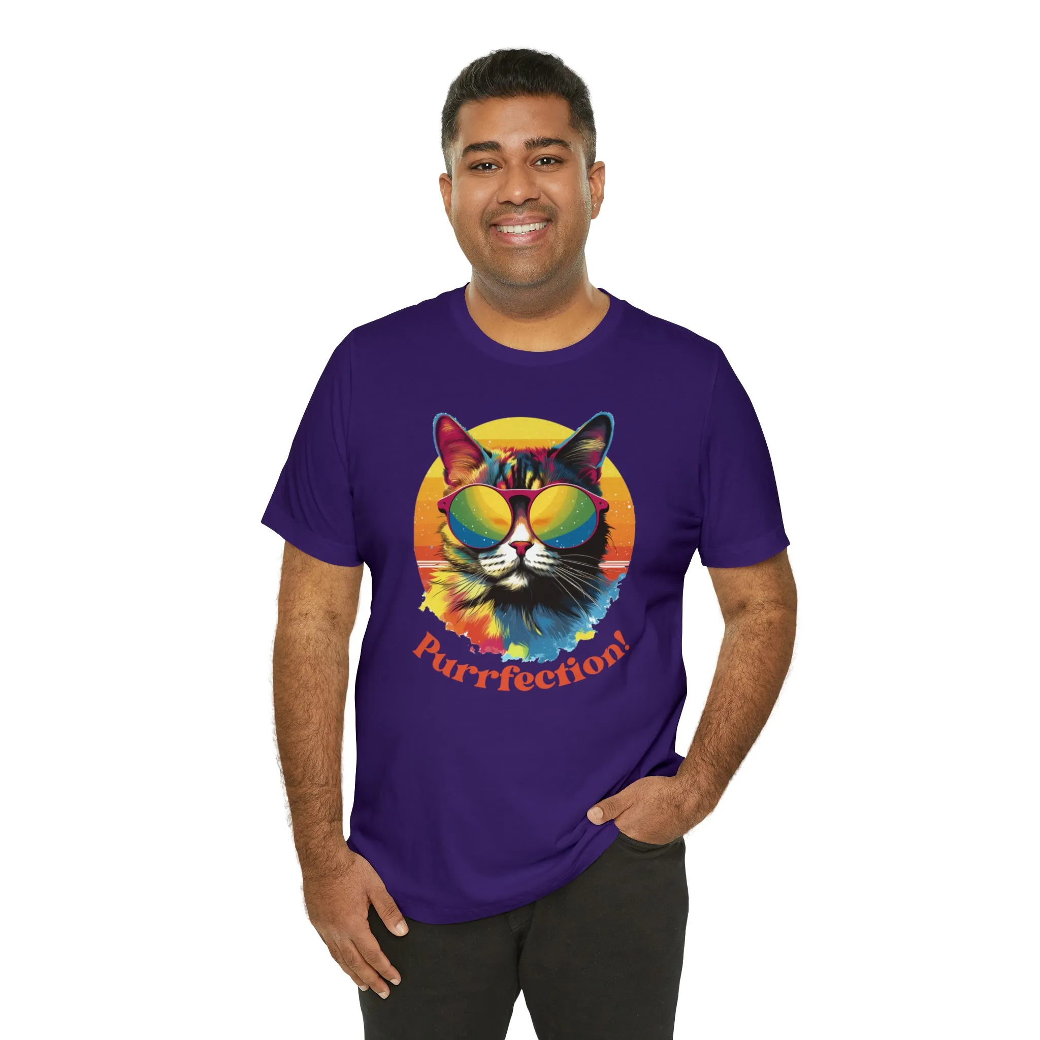 Purrfect Artistic Cat T-Shirt | Colorful Cat Tee |  Bella Canvas 3001 Unisex | Short Sleeve Tshirt