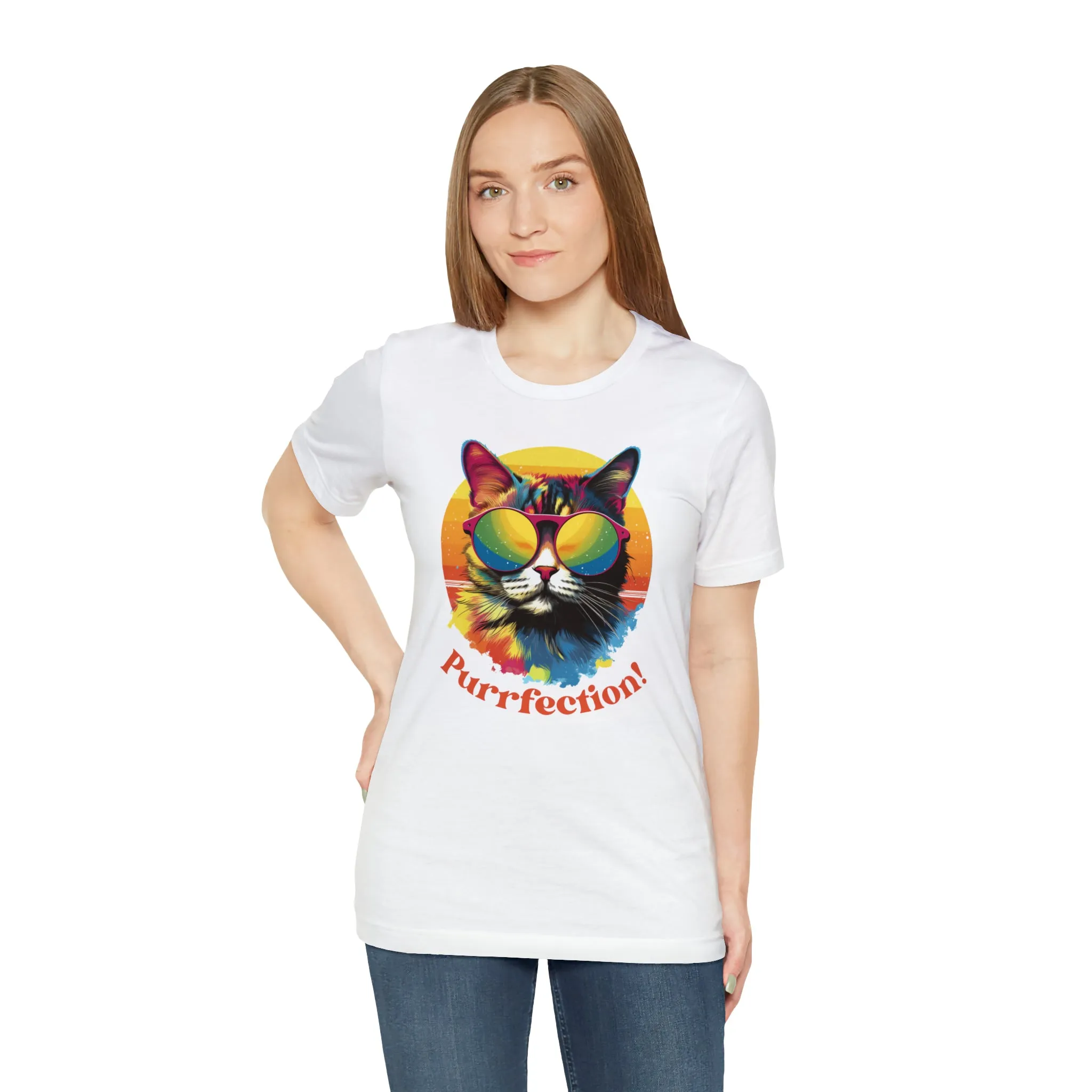 Purrfect Artistic Cat T-Shirt | Colorful Cat Tee |  Bella Canvas 3001 Unisex | Short Sleeve Tshirt