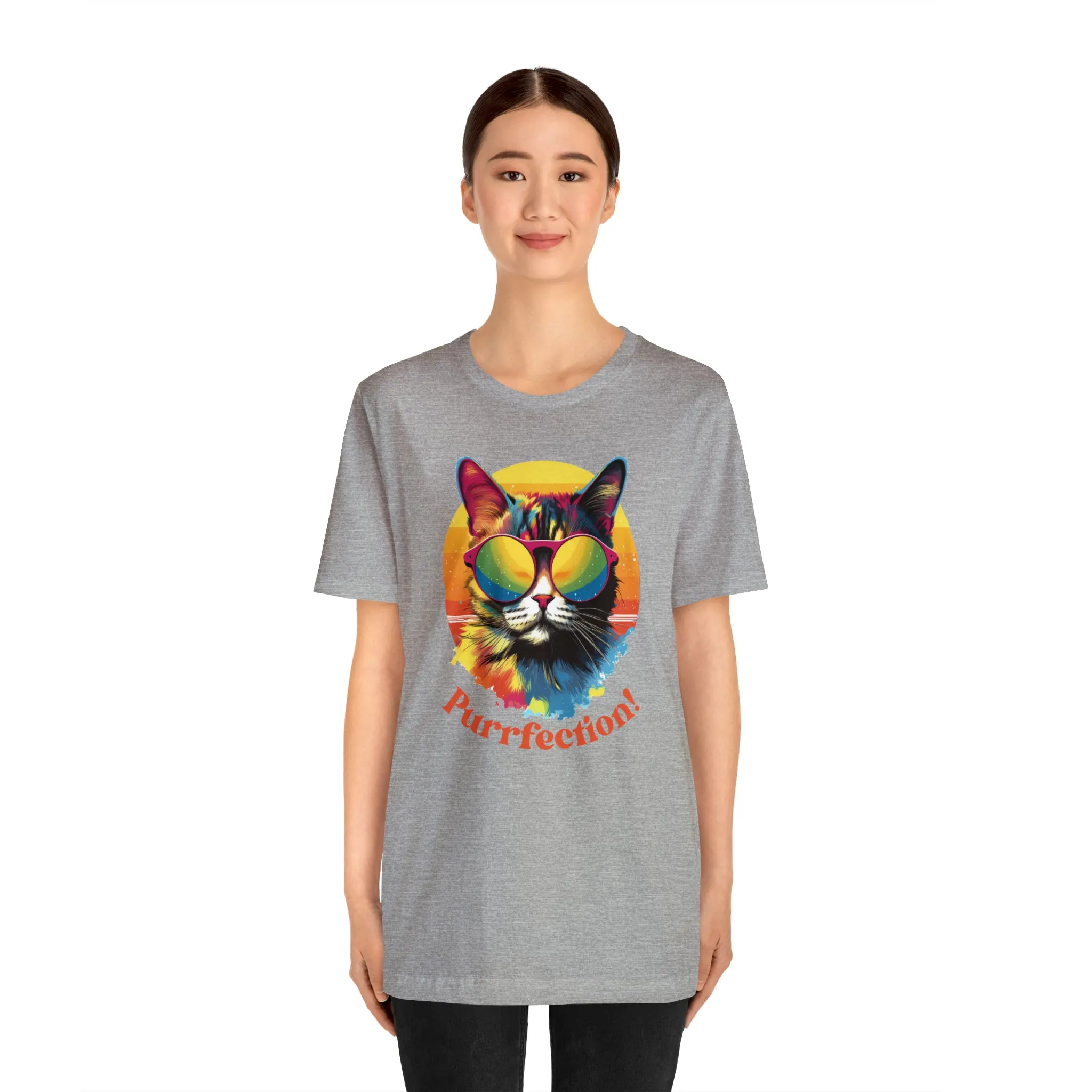Purrfect Artistic Cat T-Shirt | Colorful Cat Tee |  Bella Canvas 3001 Unisex | Short Sleeve Tshirt