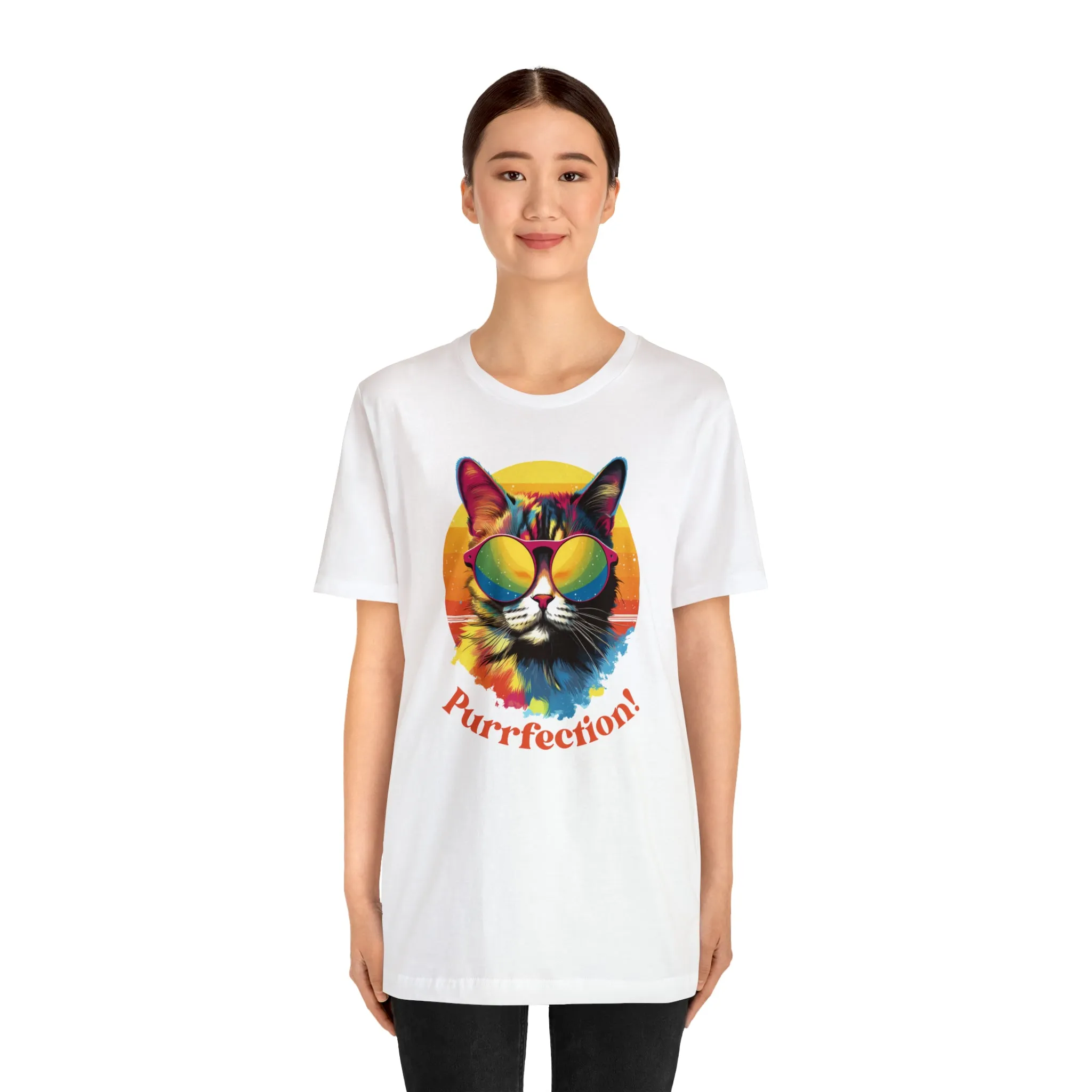 Purrfect Artistic Cat T-Shirt | Colorful Cat Tee |  Bella Canvas 3001 Unisex | Short Sleeve Tshirt
