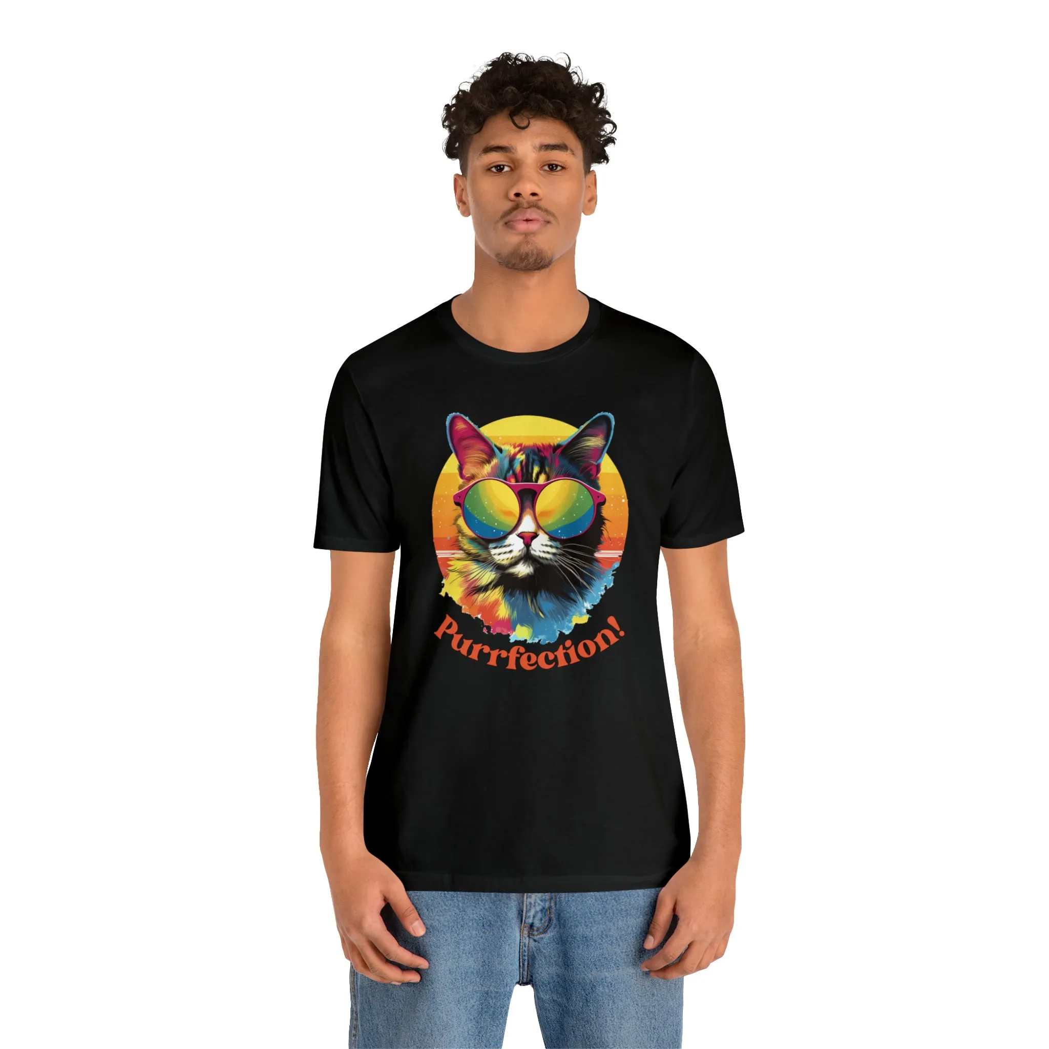 Purrfect Artistic Cat T-Shirt | Colorful Cat Tee |  Bella Canvas 3001 Unisex | Short Sleeve Tshirt