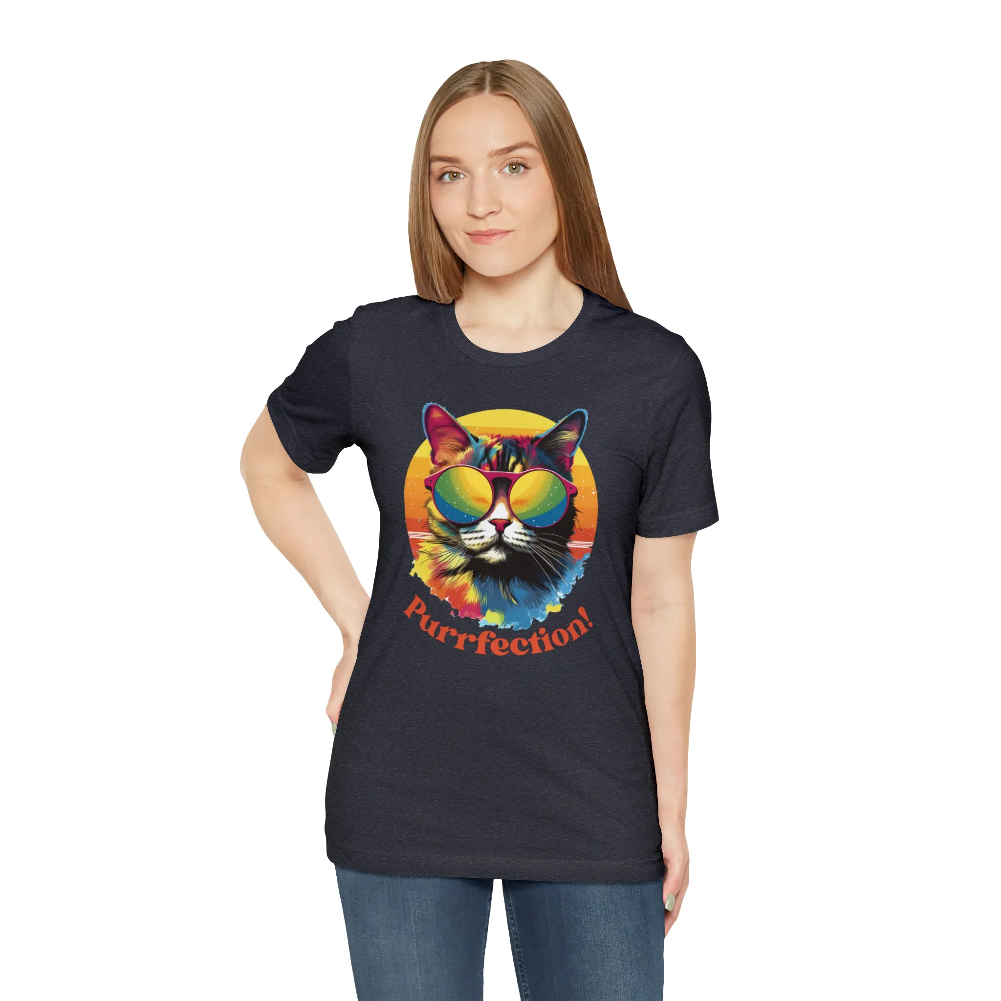 Purrfect Artistic Cat T-Shirt | Colorful Cat Tee |  Bella Canvas 3001 Unisex | Short Sleeve Tshirt