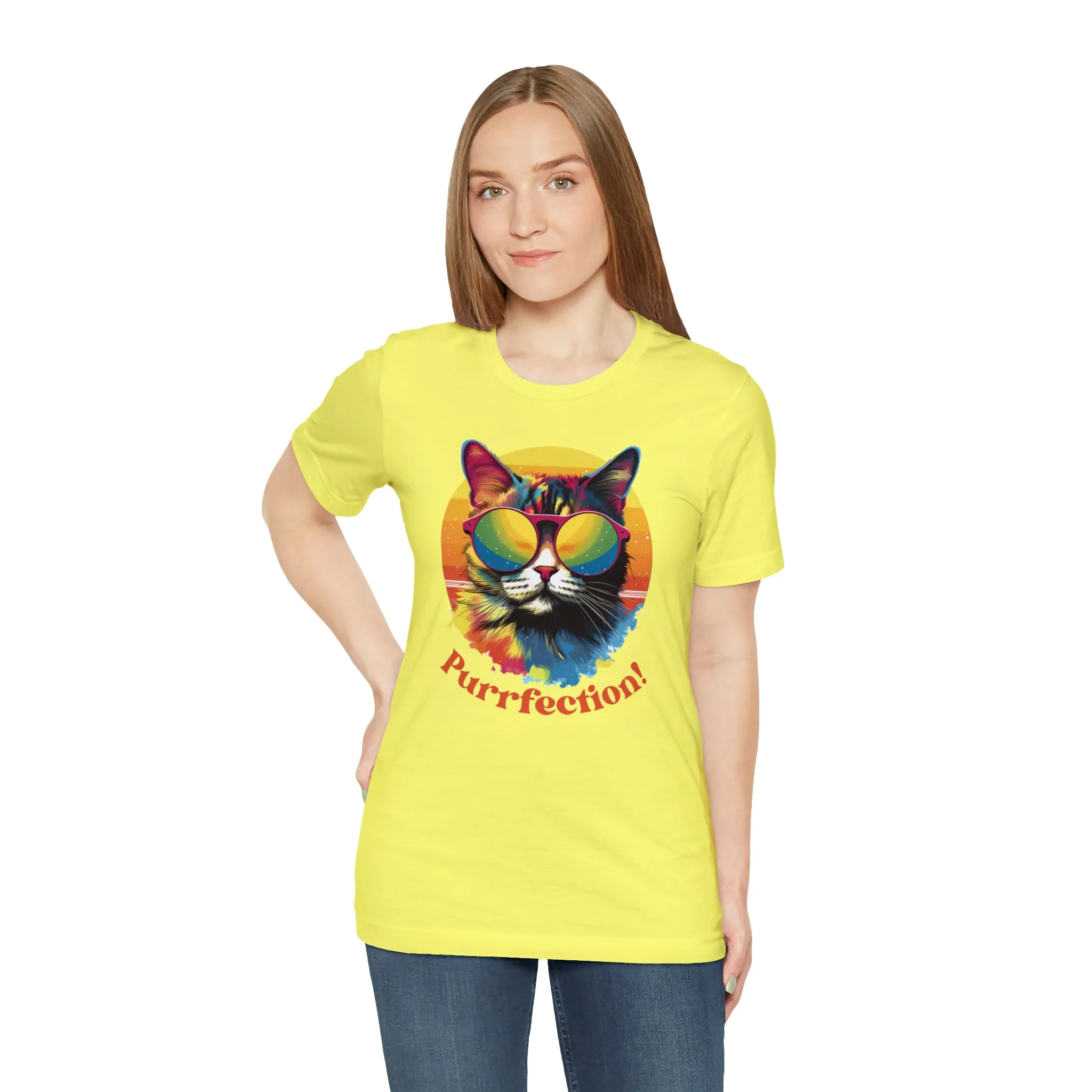 Purrfect Artistic Cat T-Shirt | Colorful Cat Tee |  Bella Canvas 3001 Unisex | Short Sleeve Tshirt