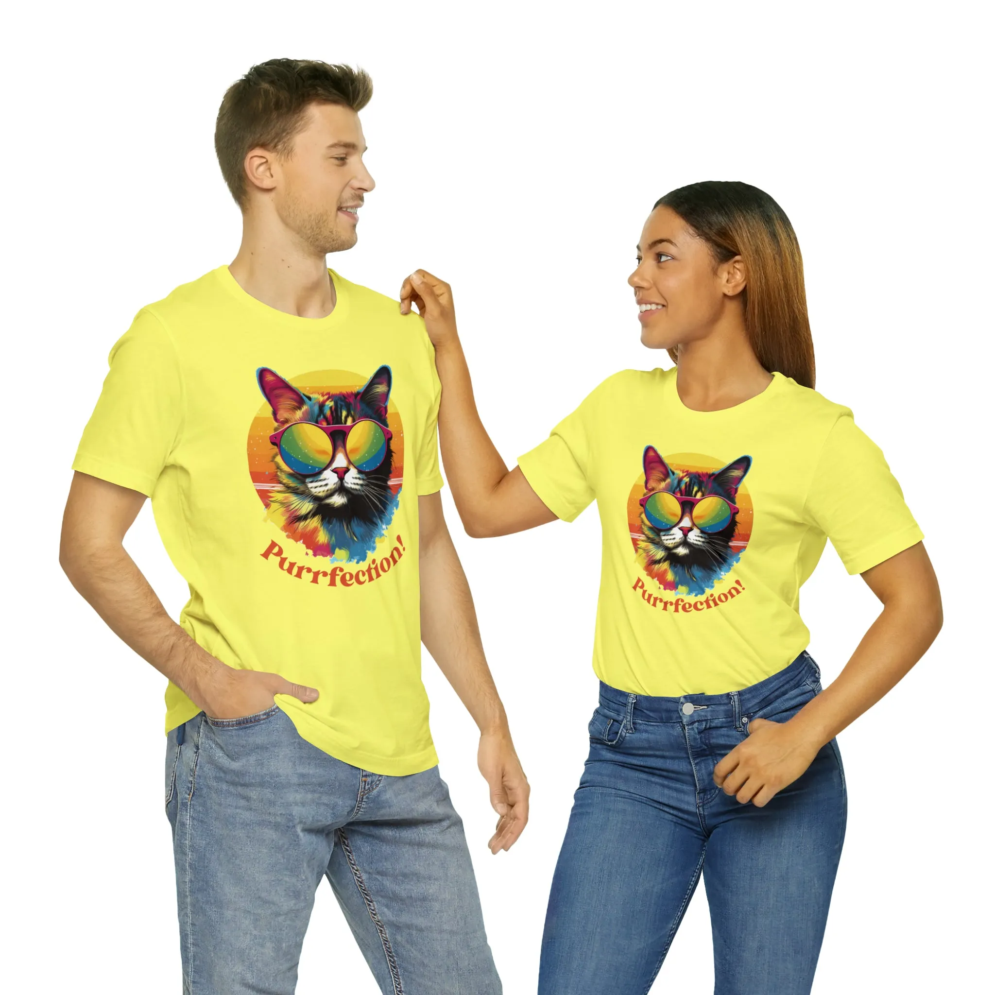Purrfect Artistic Cat T-Shirt | Colorful Cat Tee |  Bella Canvas 3001 Unisex | Short Sleeve Tshirt
