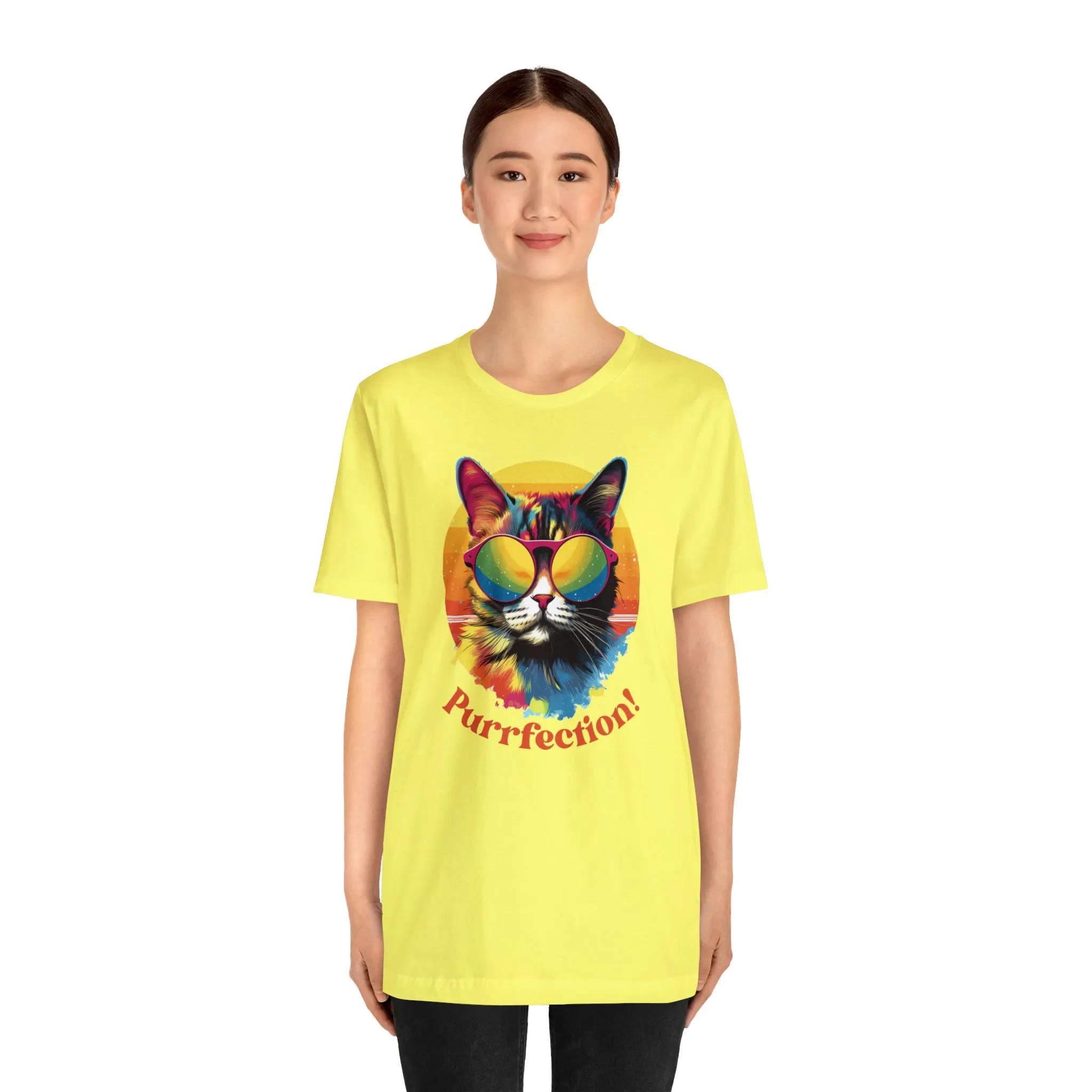 Purrfect Artistic Cat T-Shirt | Colorful Cat Tee |  Bella Canvas 3001 Unisex | Short Sleeve Tshirt