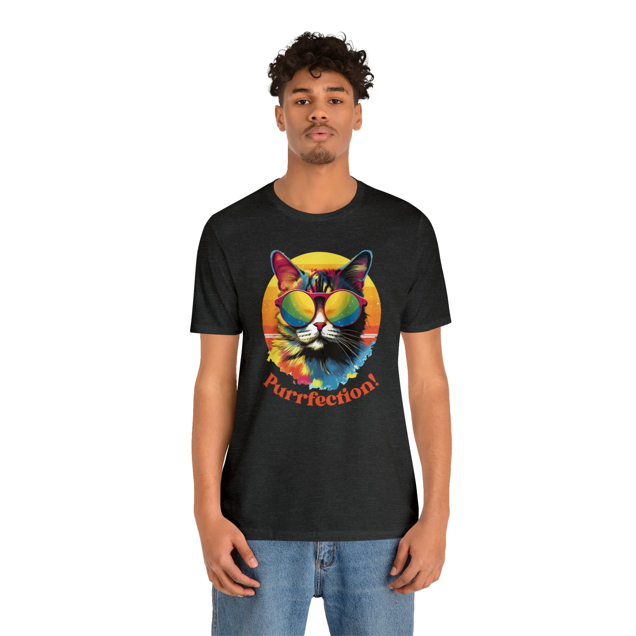 Purrfect Artistic Cat T-Shirt | Colorful Cat Tee |  Bella Canvas 3001 Unisex | Short Sleeve Tshirt