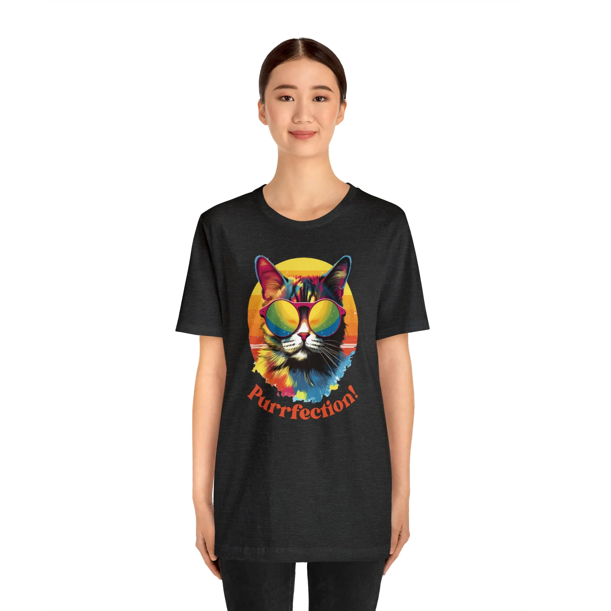 Purrfect Artistic Cat T-Shirt | Colorful Cat Tee |  Bella Canvas 3001 Unisex | Short Sleeve Tshirt