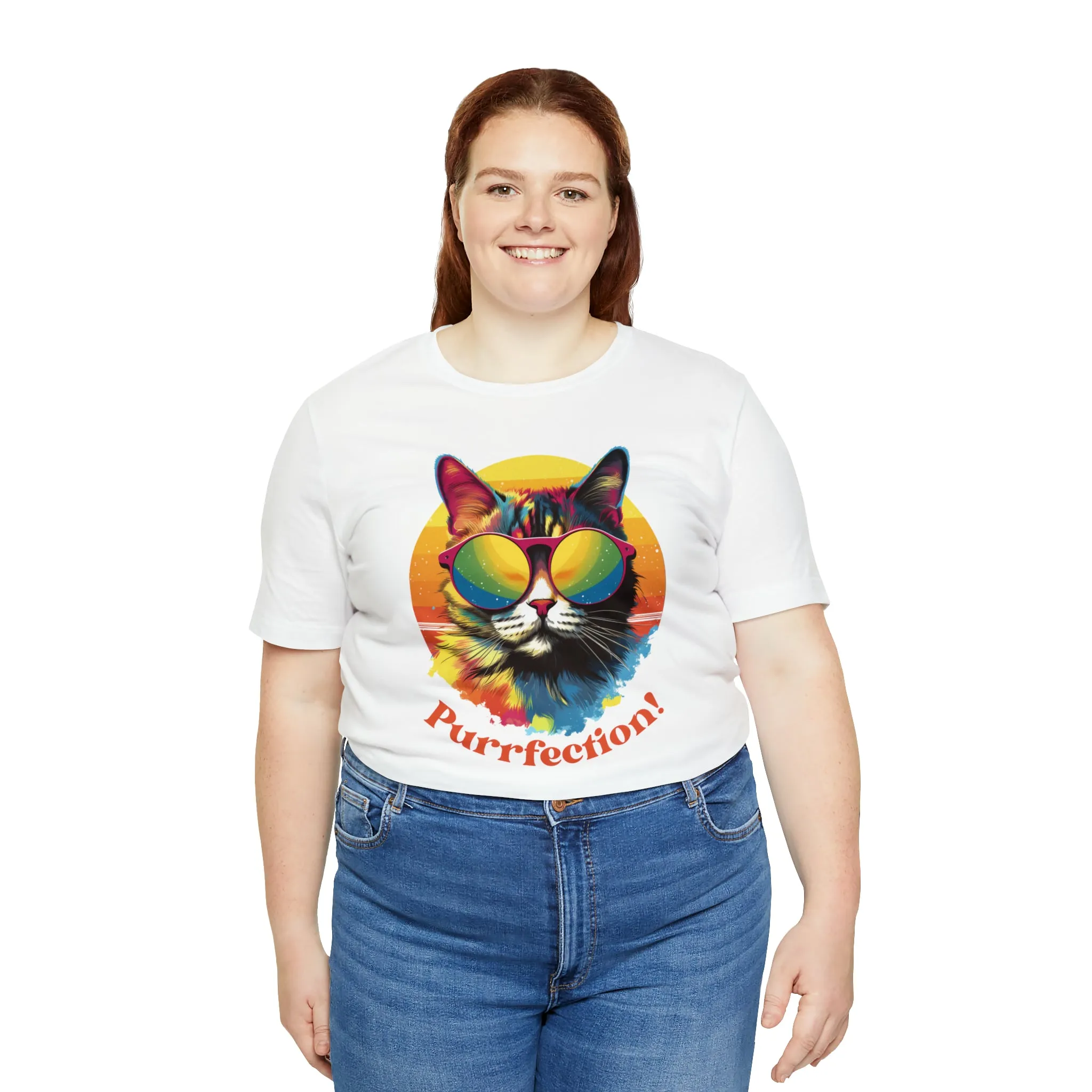 Purrfect Artistic Cat T-Shirt | Colorful Cat Tee |  Bella Canvas 3001 Unisex | Short Sleeve Tshirt