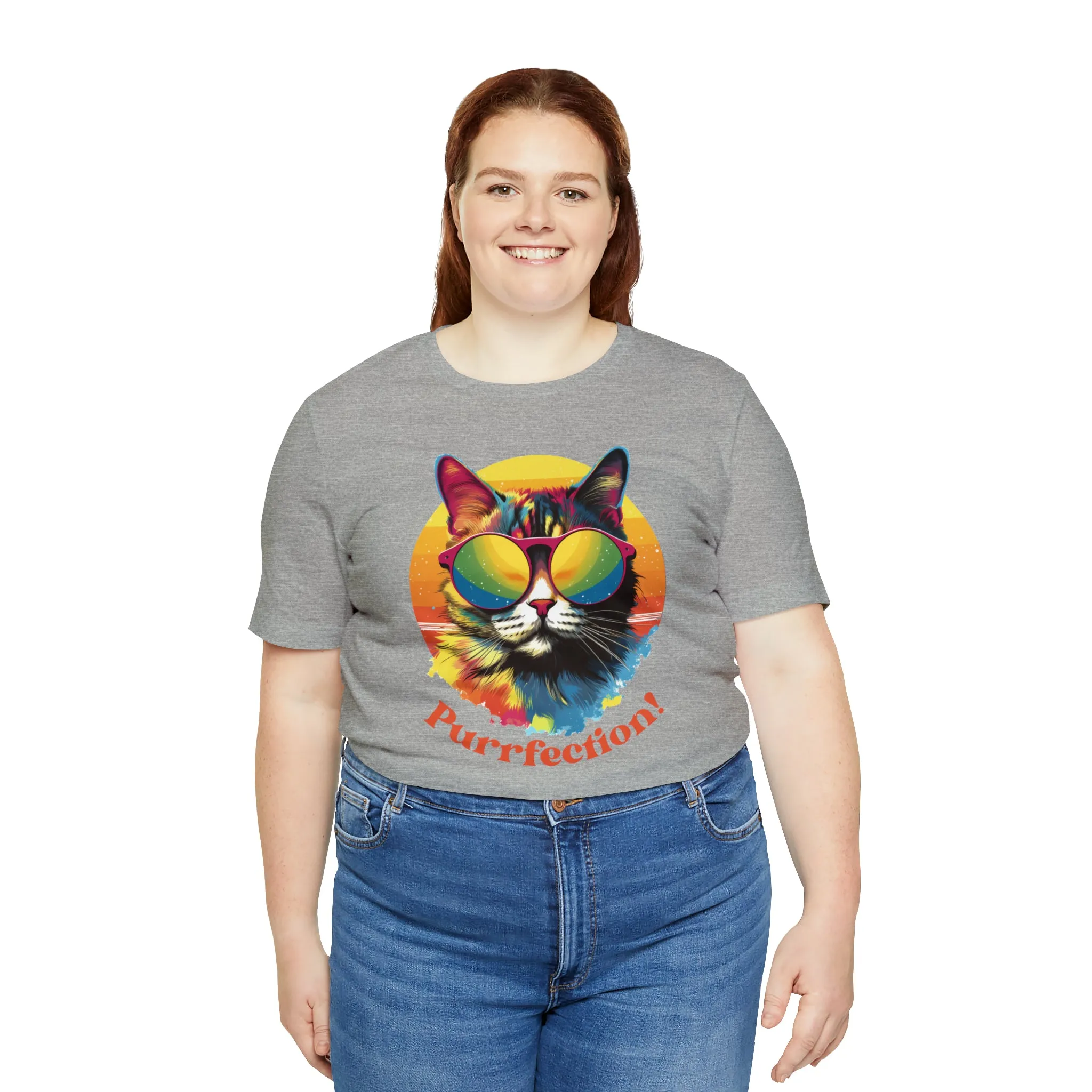 Purrfect Artistic Cat T-Shirt | Colorful Cat Tee |  Bella Canvas 3001 Unisex | Short Sleeve Tshirt
