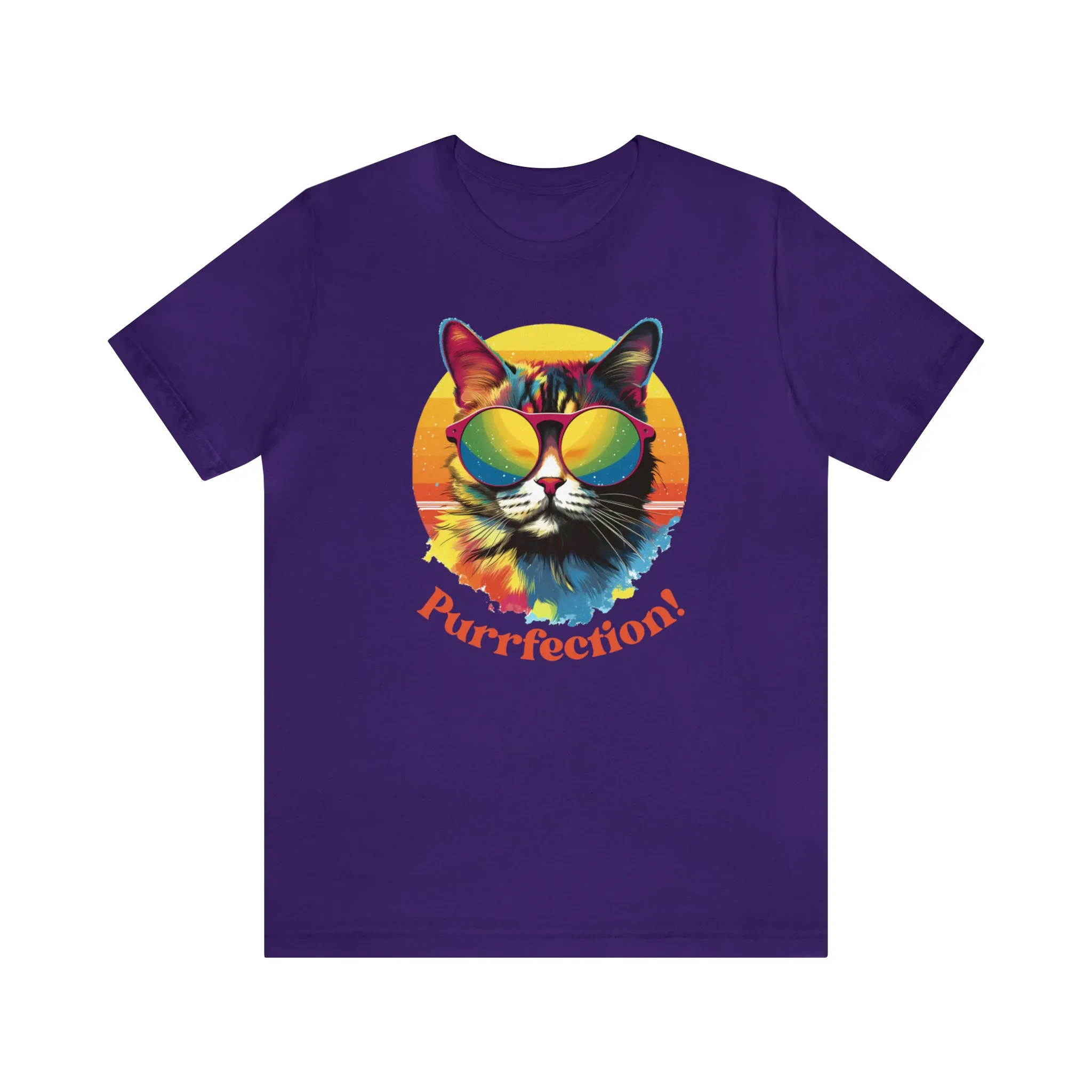 Purrfect Artistic Cat T-Shirt | Colorful Cat Tee |  Bella Canvas 3001 Unisex | Short Sleeve Tshirt
