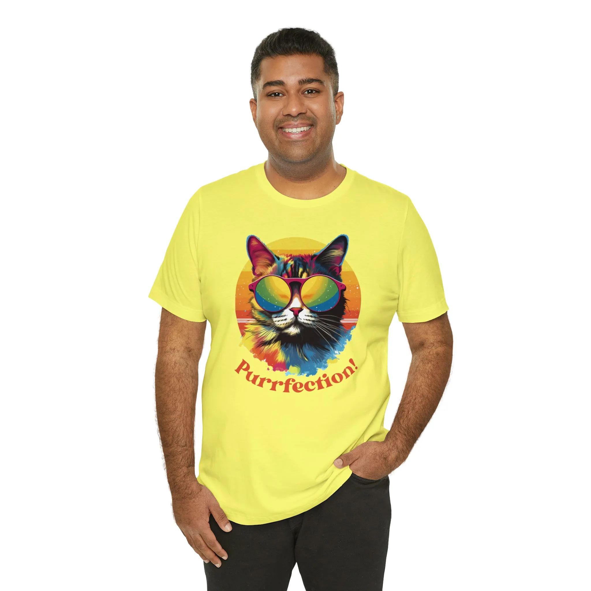 Purrfect Artistic Cat T-Shirt | Colorful Cat Tee |  Bella Canvas 3001 Unisex | Short Sleeve Tshirt