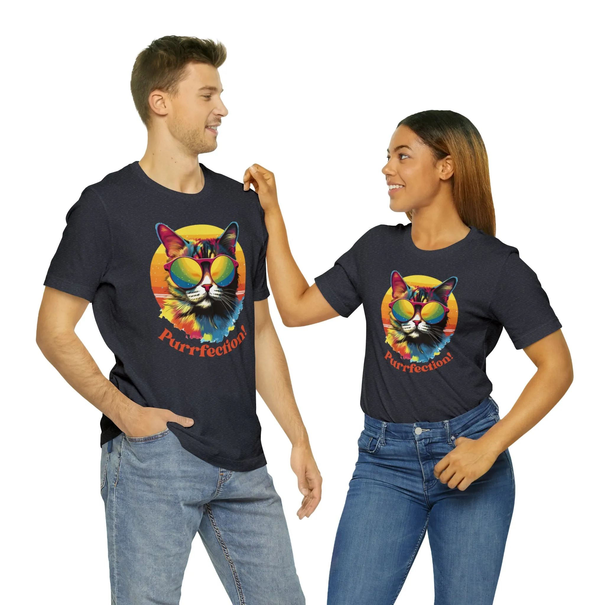Purrfect Artistic Cat T-Shirt | Colorful Cat Tee |  Bella Canvas 3001 Unisex | Short Sleeve Tshirt