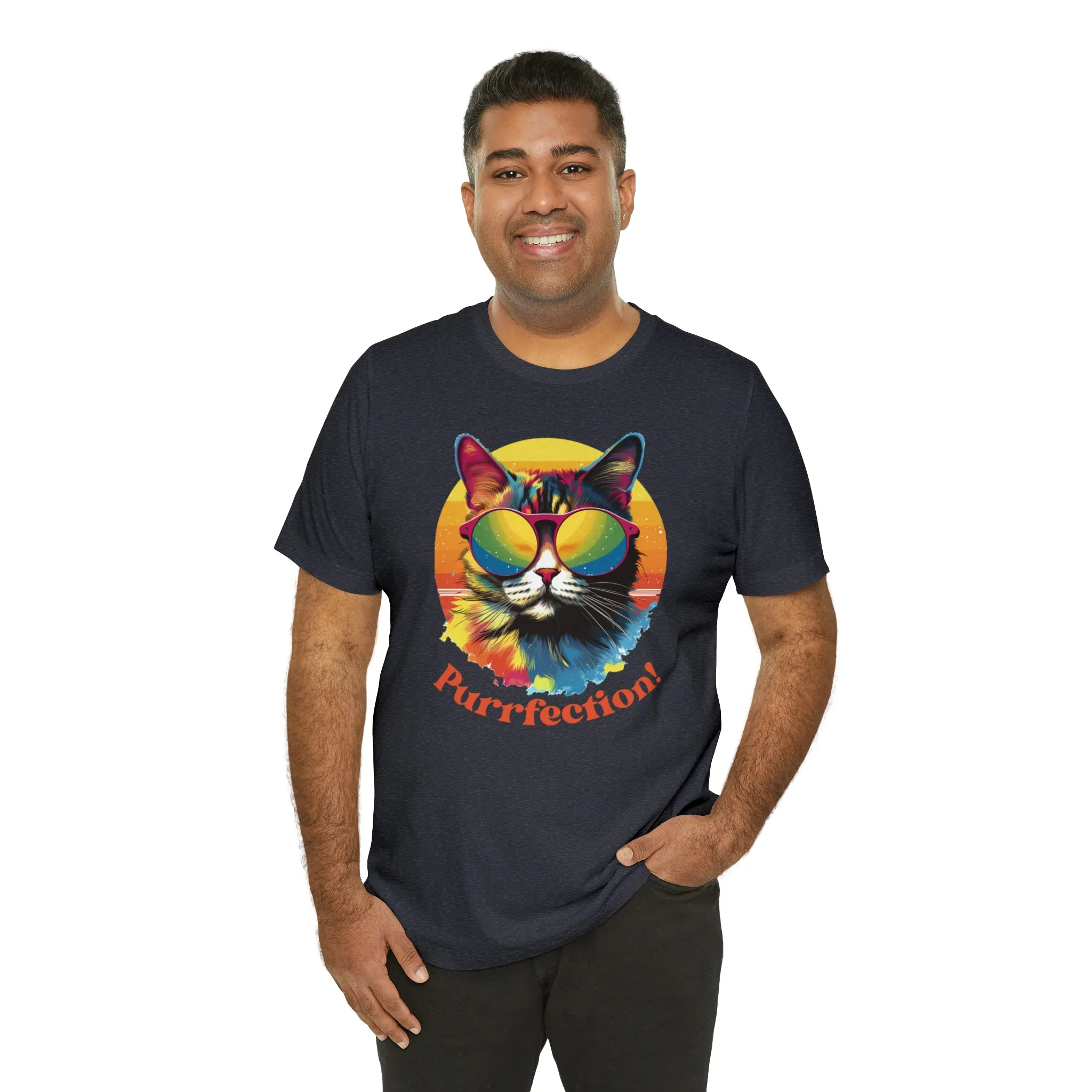 Purrfect Artistic Cat T-Shirt | Colorful Cat Tee |  Bella Canvas 3001 Unisex | Short Sleeve Tshirt