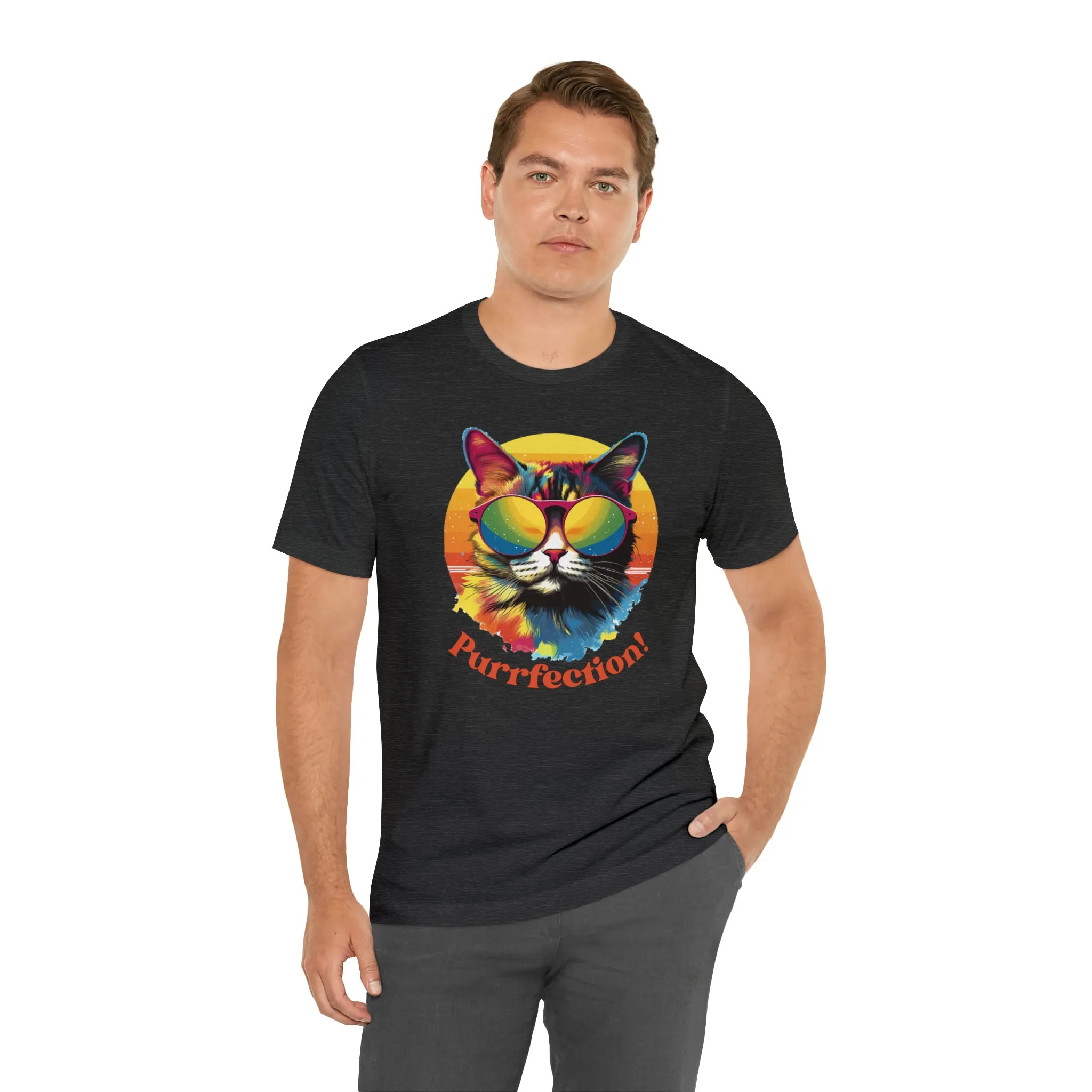 Purrfect Artistic Cat T-Shirt | Colorful Cat Tee |  Bella Canvas 3001 Unisex | Short Sleeve Tshirt