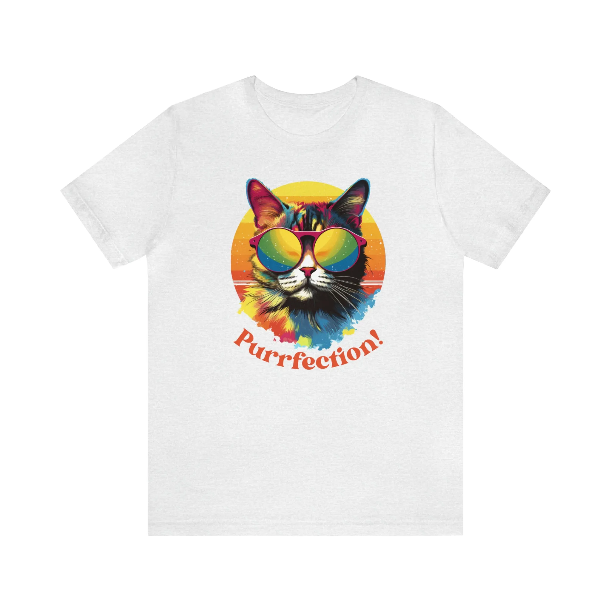 Purrfect Artistic Cat T-Shirt | Colorful Cat Tee |  Bella Canvas 3001 Unisex | Short Sleeve Tshirt
